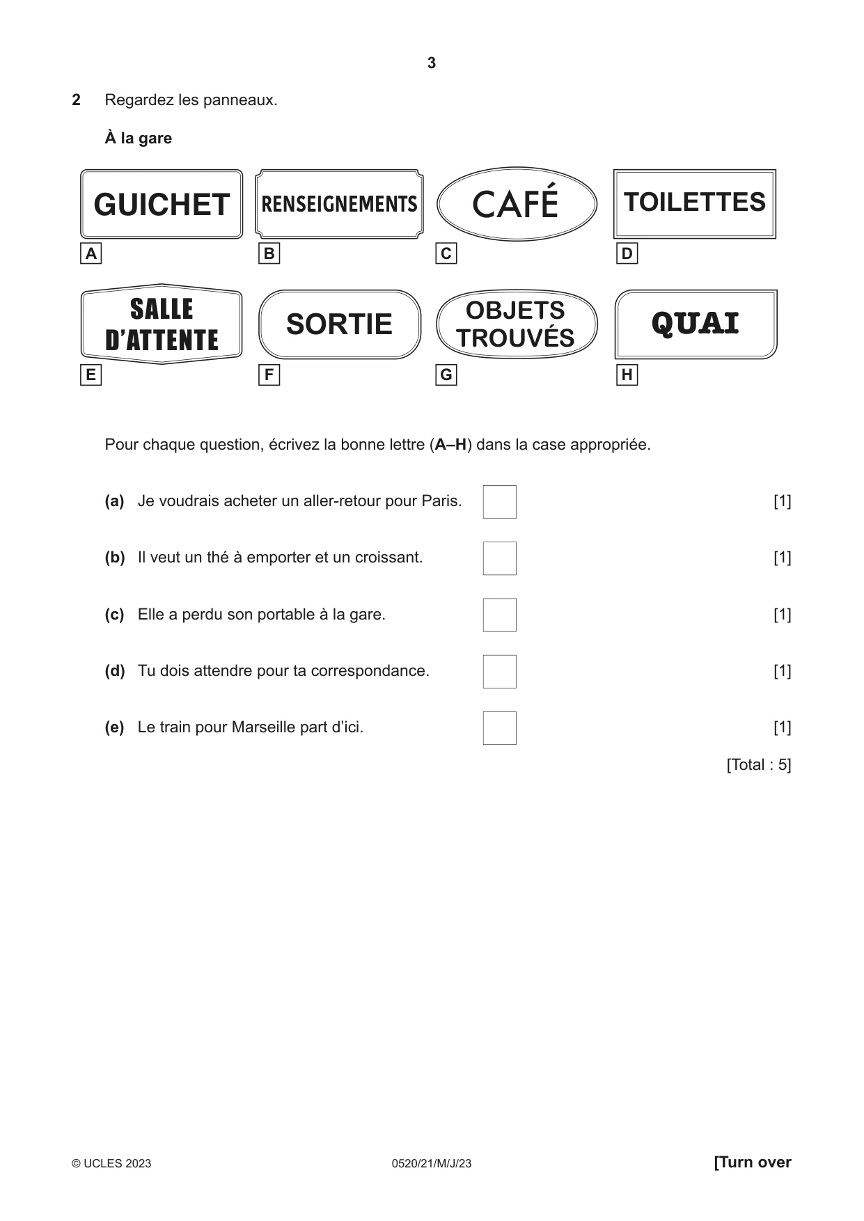Cambridge IGCSE French - Foreign Language 0520 2023 May/June Paper 2 · Variant 1 question paper, page 3 of 12