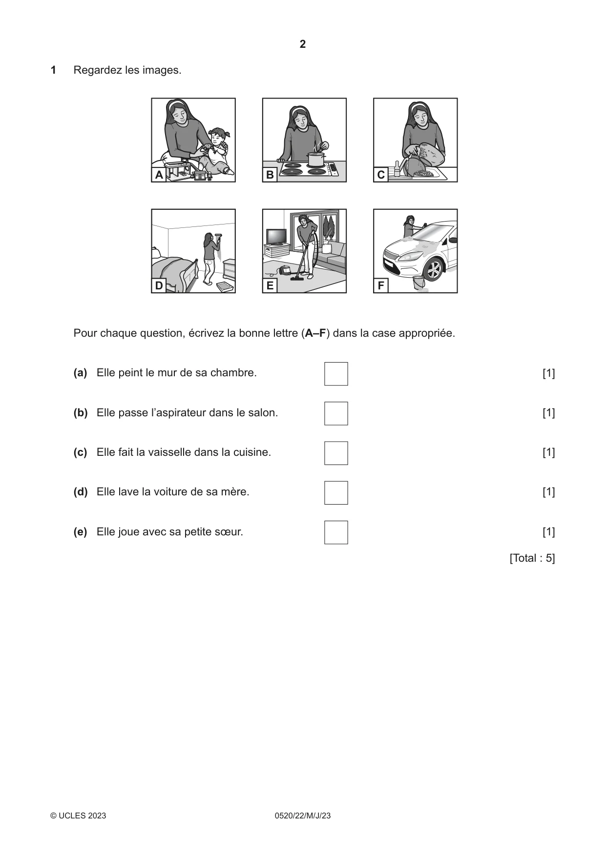 Cambridge IGCSE French - Foreign Language 0520 2023 May/June Paper 2 · Variant 2 question paper, page 2 of 12
