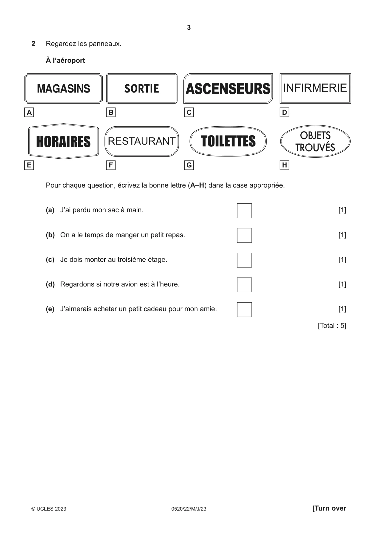 Cambridge IGCSE French - Foreign Language 0520 2023 May/June Paper 2 · Variant 2 question paper, page 3 of 12