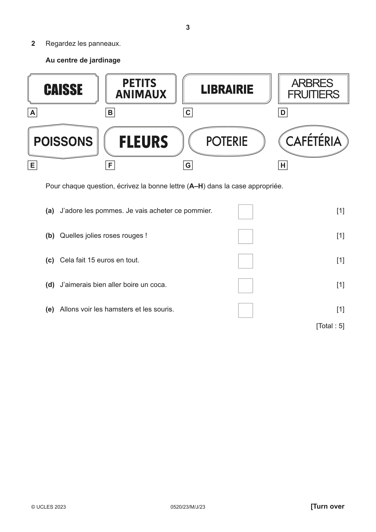 Cambridge IGCSE French - Foreign Language 0520 2023 May/June Paper 2 · Variant 3 question paper, page 3 of 12