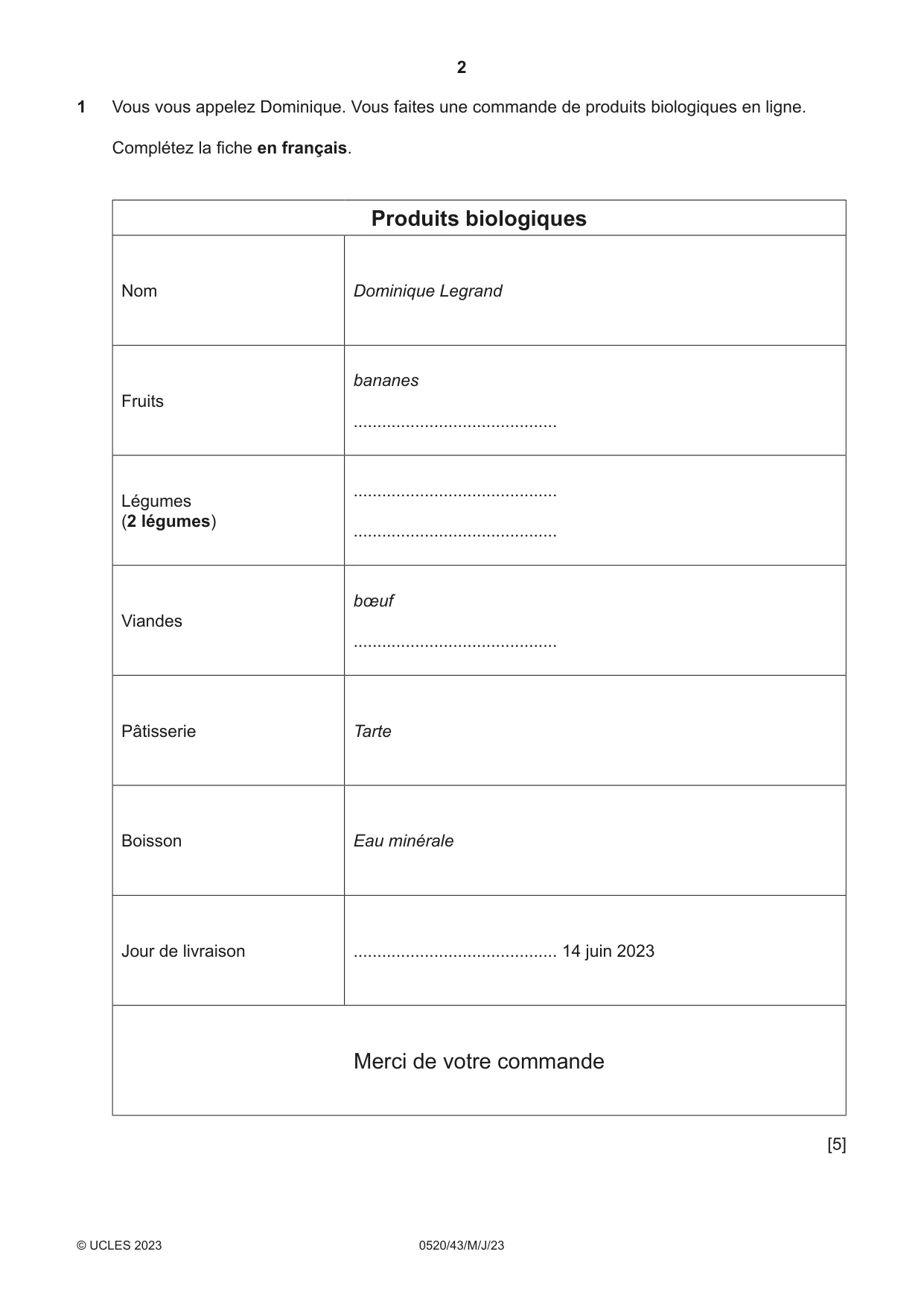 Cambridge IGCSE French - Foreign Language 0520 2023 May/June Paper 4 · Variant 3 question paper, page 2 of 8