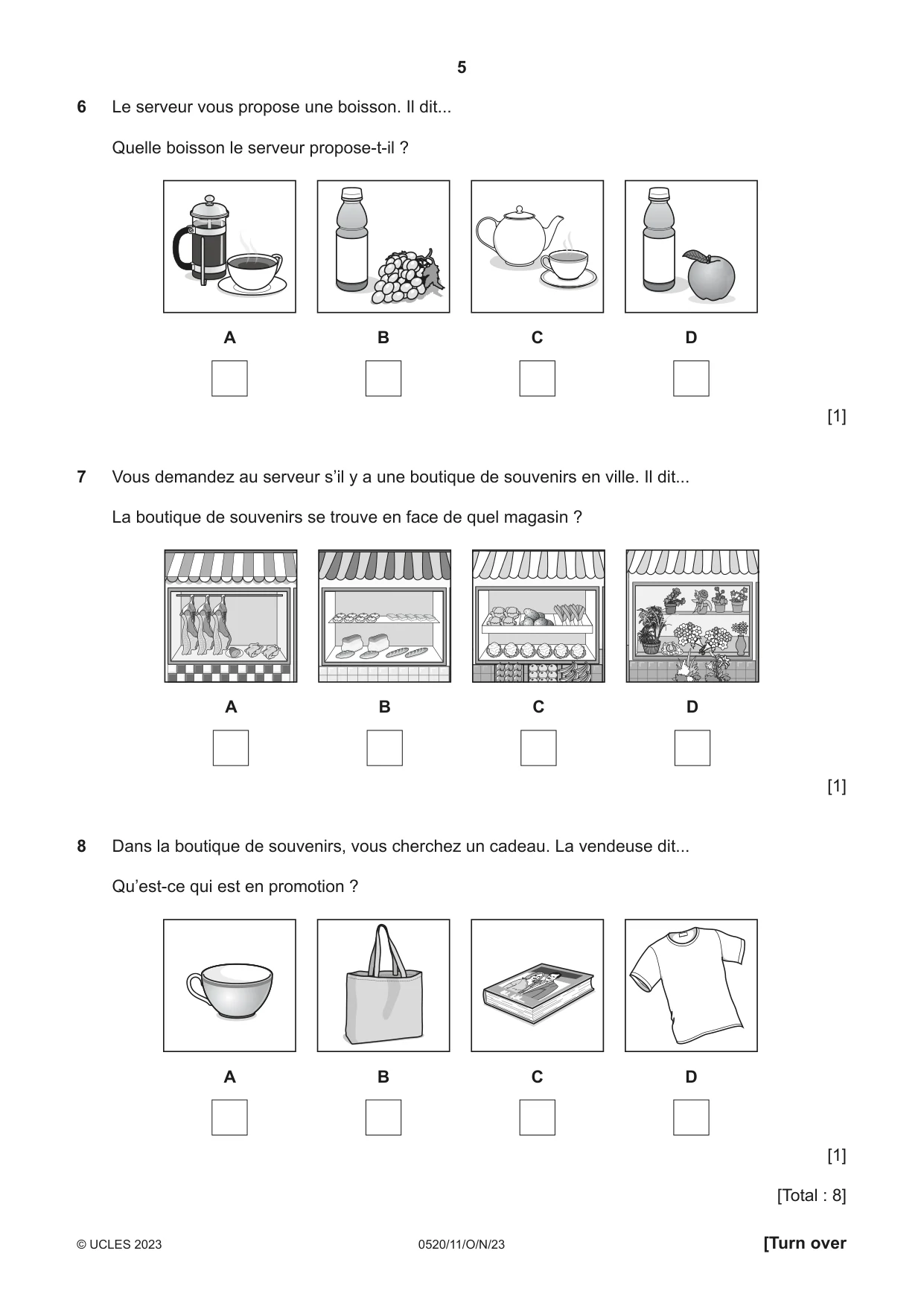 Cambridge IGCSE French - Foreign Language 0520 2023 Oct/Nov Paper 1 · Variant 1 question paper, page 5 of 16