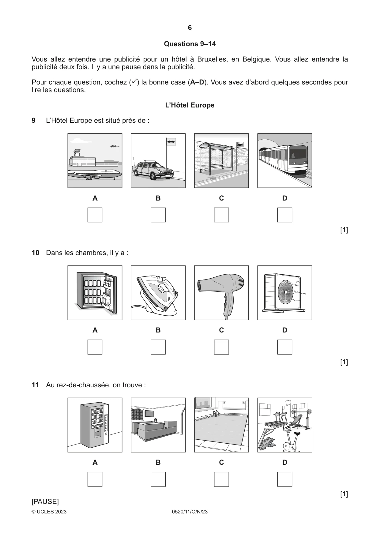 Cambridge IGCSE French - Foreign Language 0520 2023 Oct/Nov Paper 1 · Variant 1 question paper, page 6 of 16