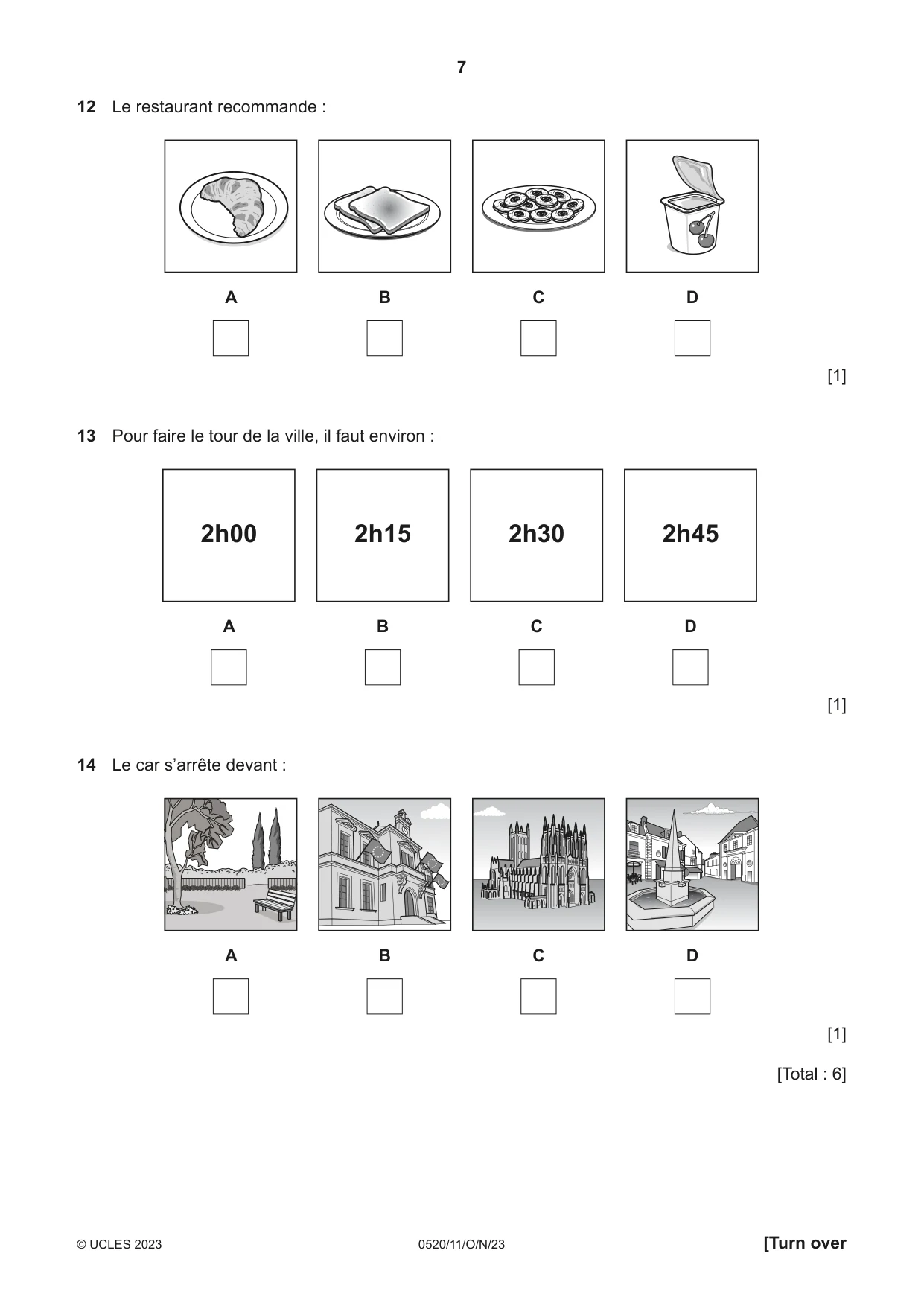 Cambridge IGCSE French - Foreign Language 0520 2023 Oct/Nov Paper 1 · Variant 1 question paper, page 7 of 16
