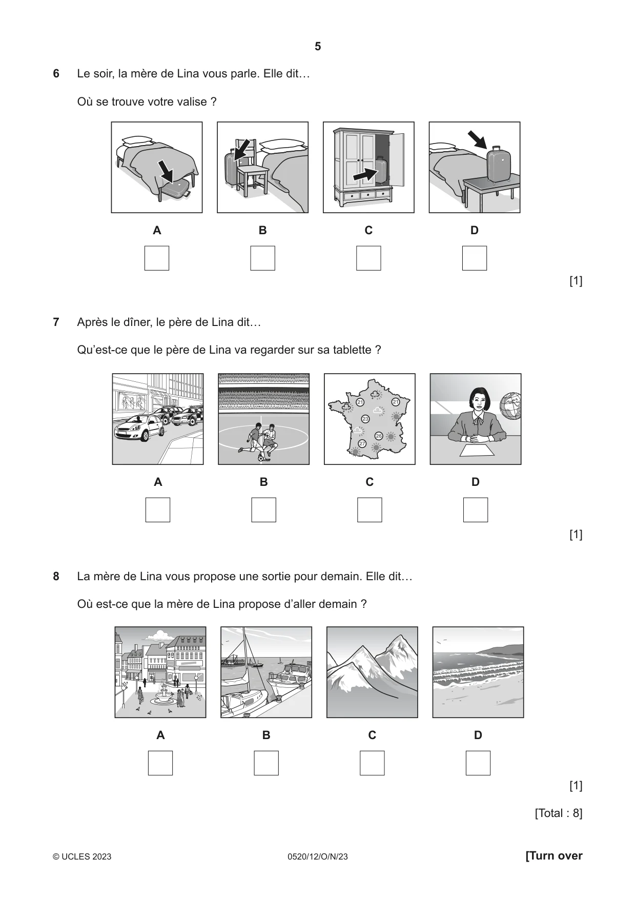 Cambridge IGCSE French - Foreign Language 0520 2023 Oct/Nov Paper 1 · Variant 2 question paper, page 5 of 16