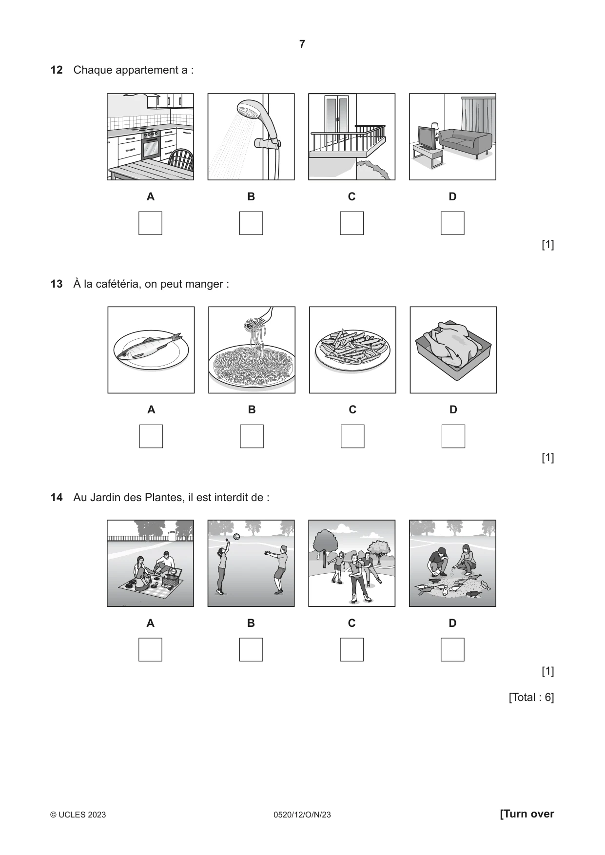 Cambridge IGCSE French - Foreign Language 0520 2023 Oct/Nov Paper 1 · Variant 2 question paper, page 7 of 16