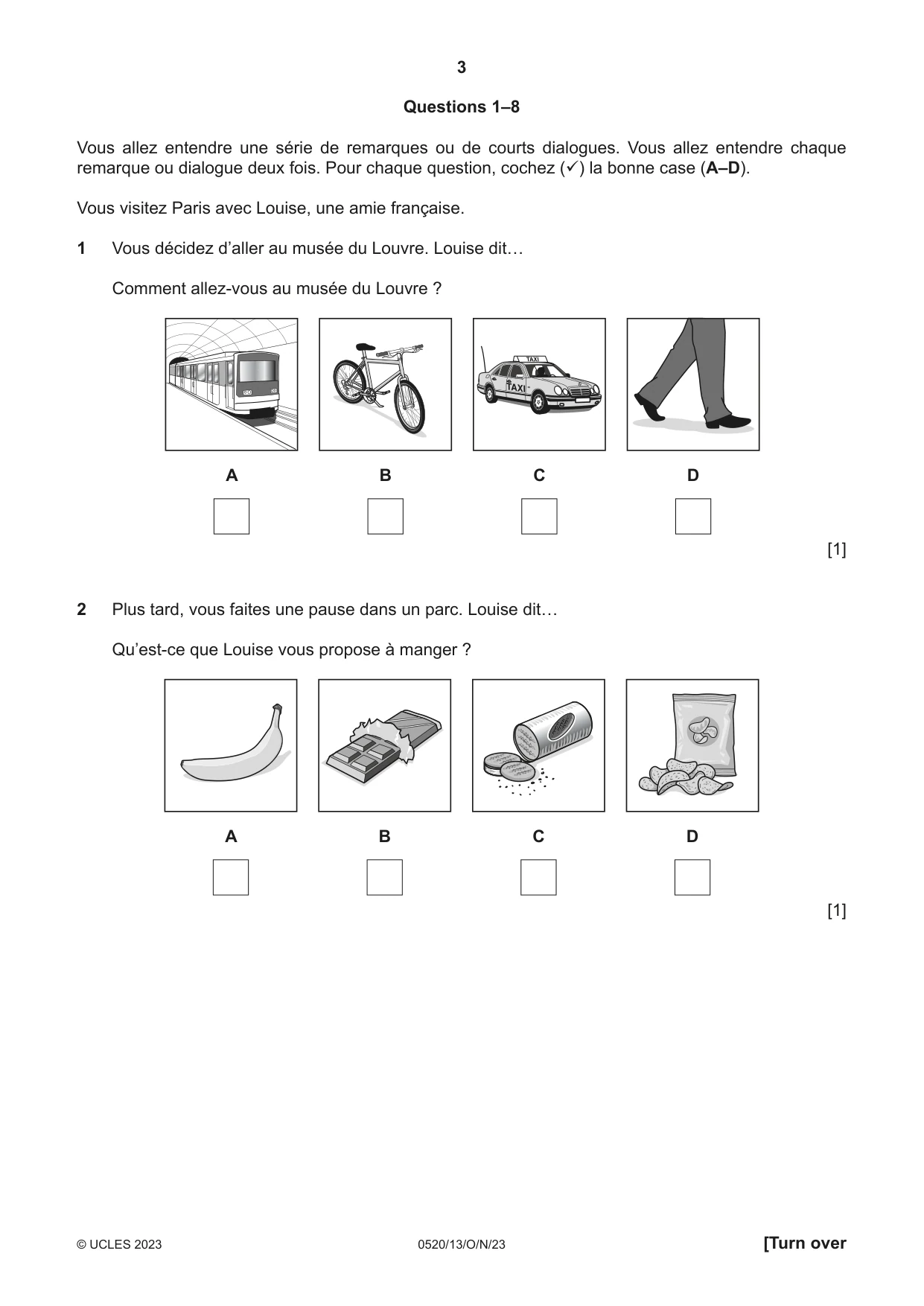 Cambridge IGCSE French - Foreign Language 0520 2023 Oct/Nov Paper 1 · Variant 3 question paper, page 3 of 16