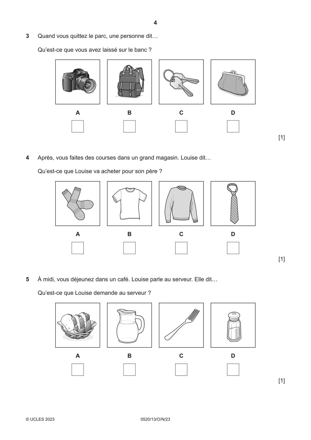 Cambridge IGCSE French - Foreign Language 0520 2023 Oct/Nov Paper 1 · Variant 3 question paper, page 4 of 16