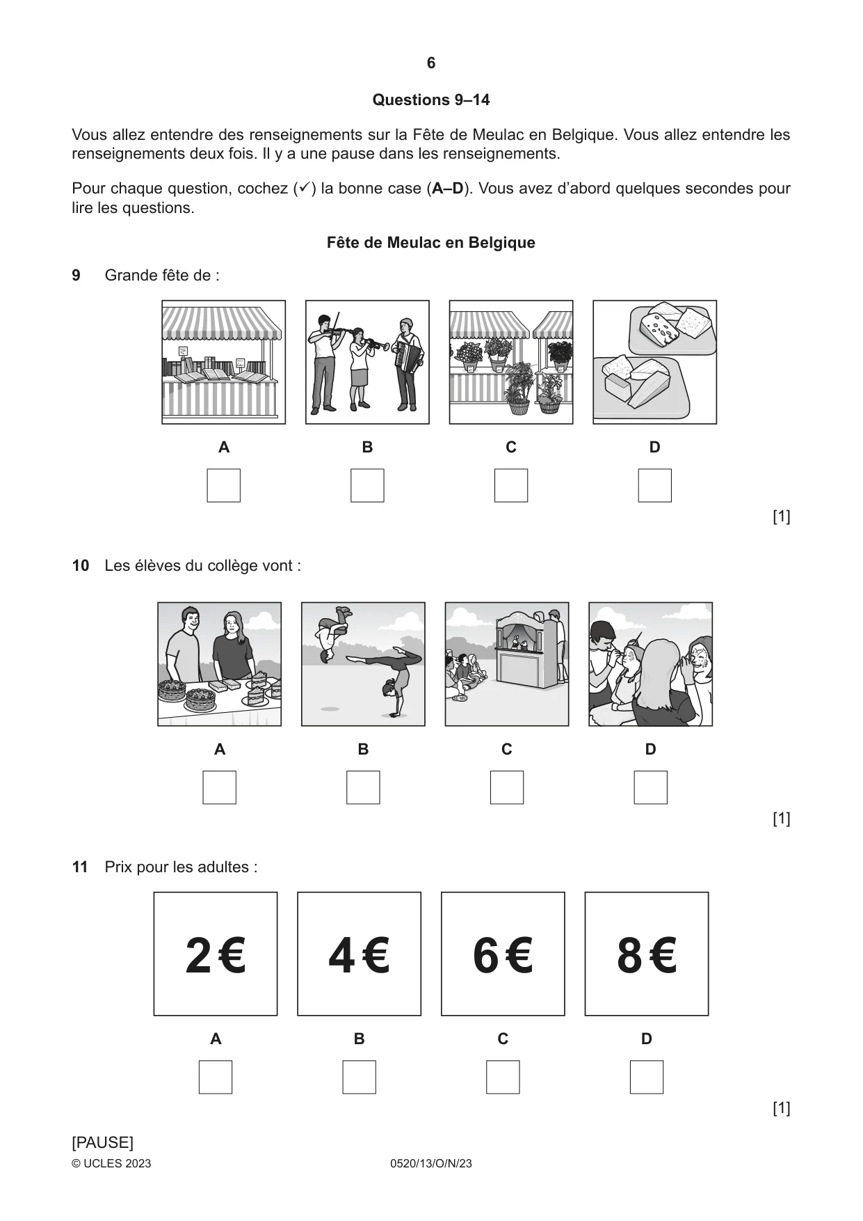 Cambridge IGCSE French - Foreign Language 0520 2023 Oct/Nov Paper 1 · Variant 3 question paper, page 6 of 16