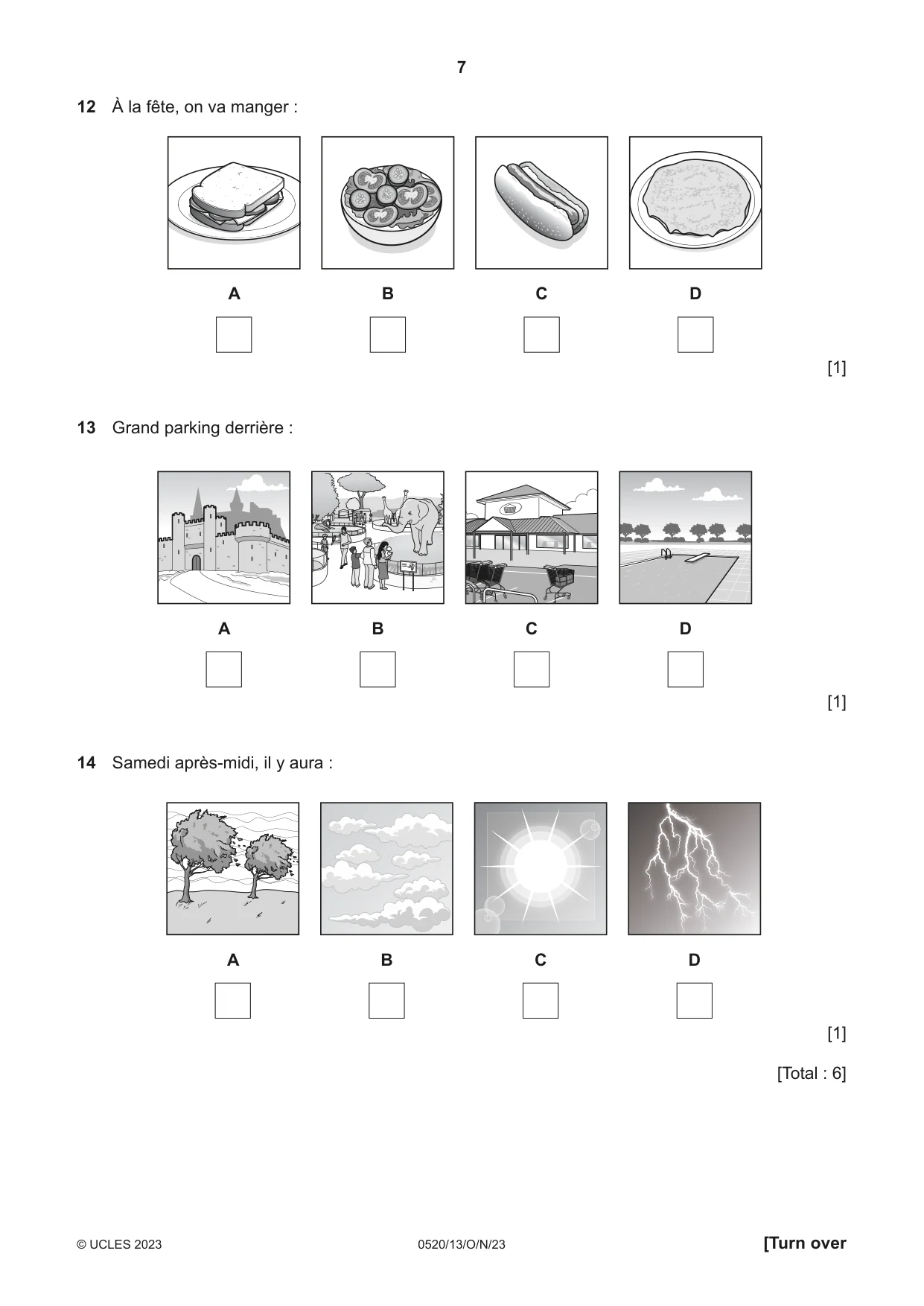 Cambridge IGCSE French - Foreign Language 0520 2023 Oct/Nov Paper 1 · Variant 3 question paper, page 7 of 16