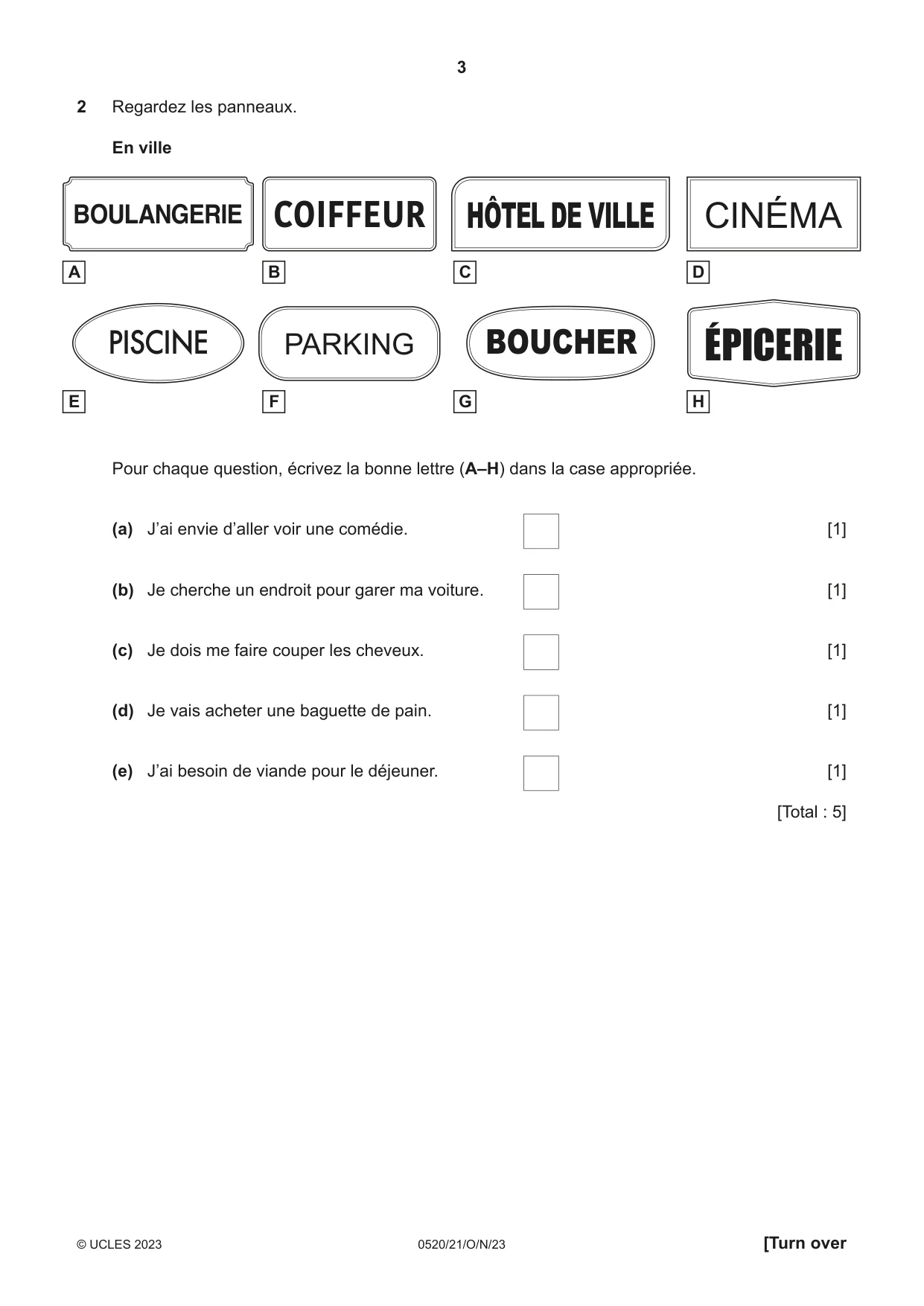 Cambridge IGCSE French - Foreign Language 0520 2023 Oct/Nov Paper 2 · Variant 1 question paper, page 3 of 12