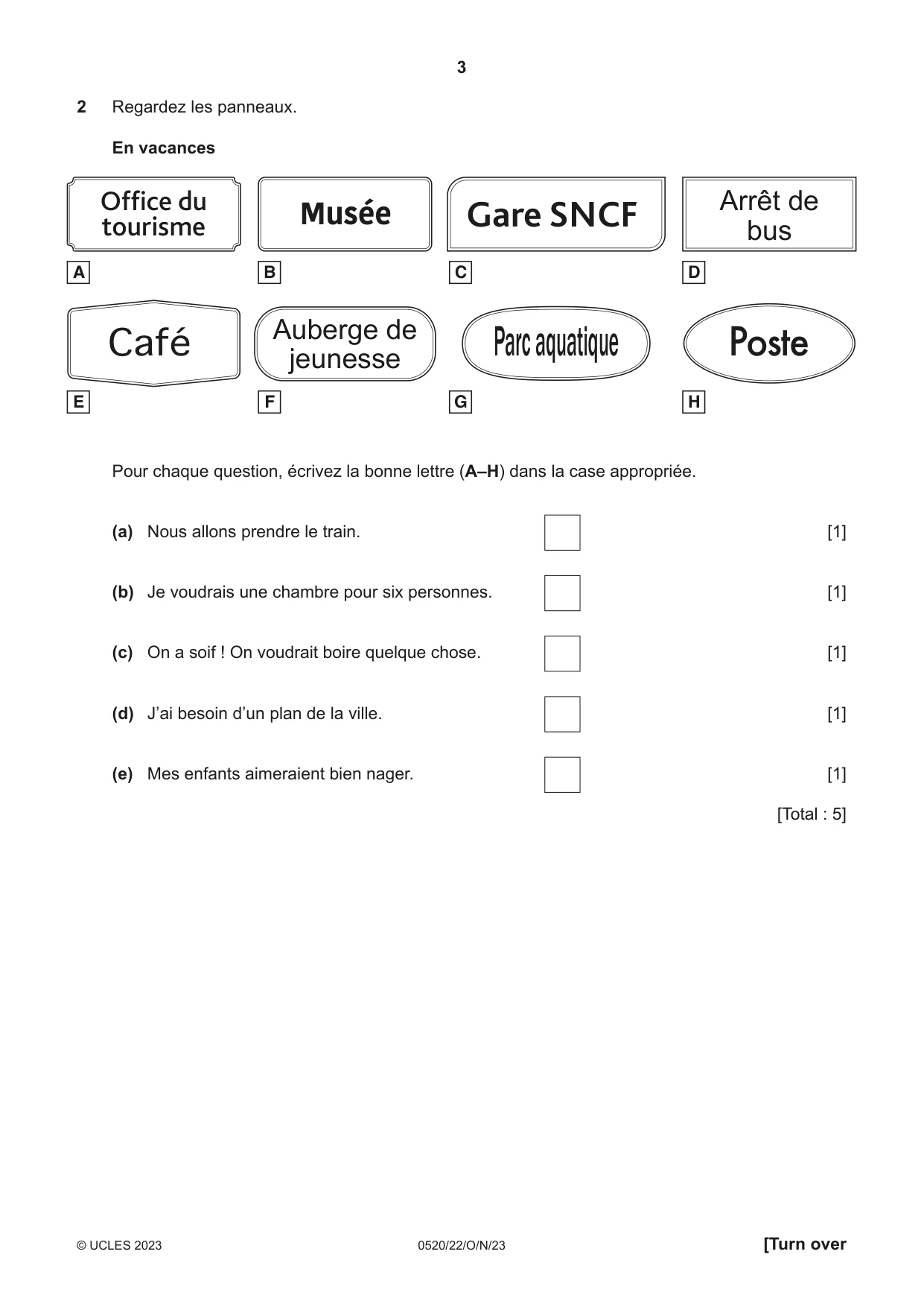 Cambridge IGCSE French - Foreign Language 0520 2023 Oct/Nov Paper 2 · Variant 2 question paper, page 3 of 12