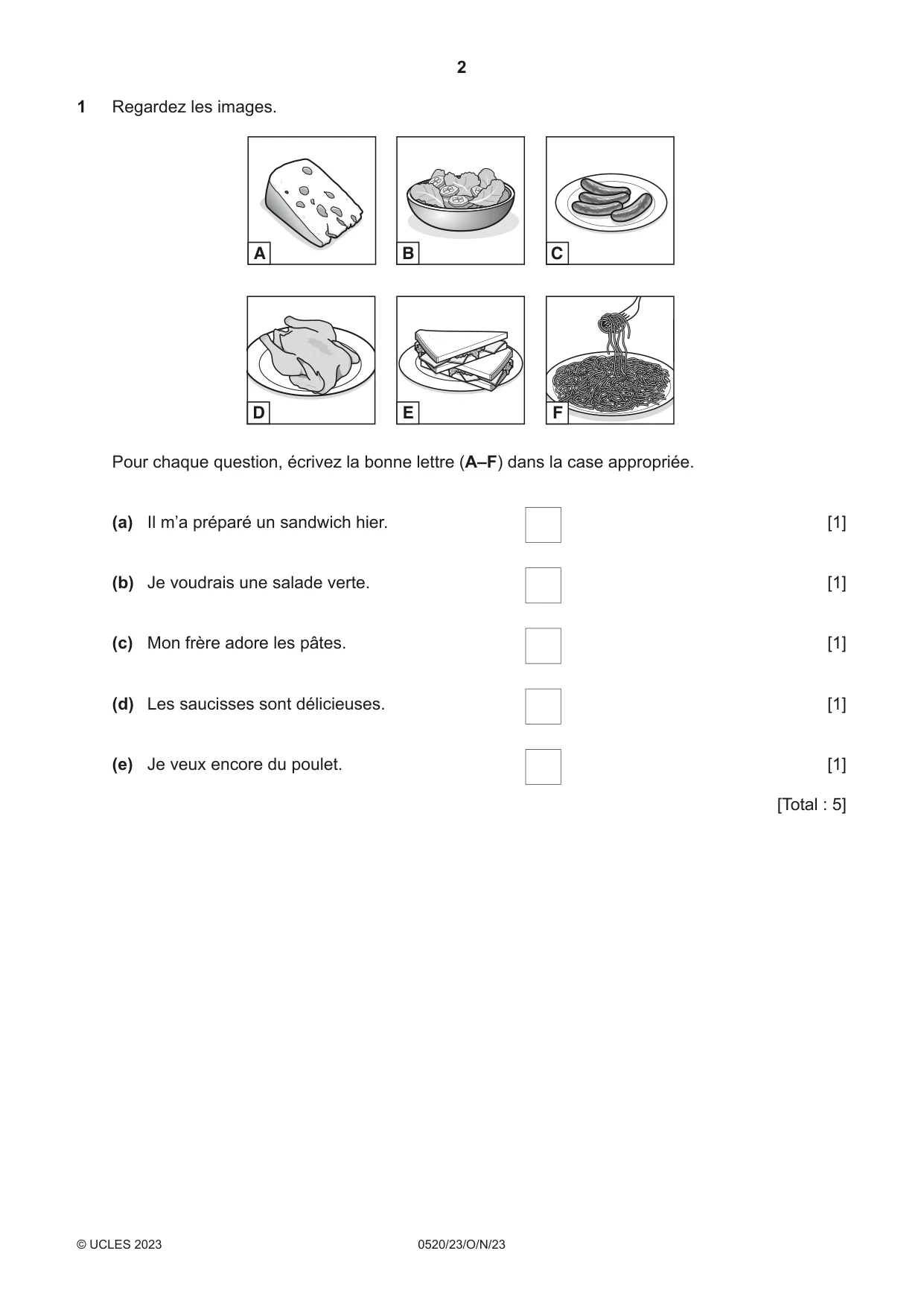 Cambridge IGCSE French - Foreign Language 0520 2023 Oct/Nov Paper 2 · Variant 3 question paper, page 2 of 12
