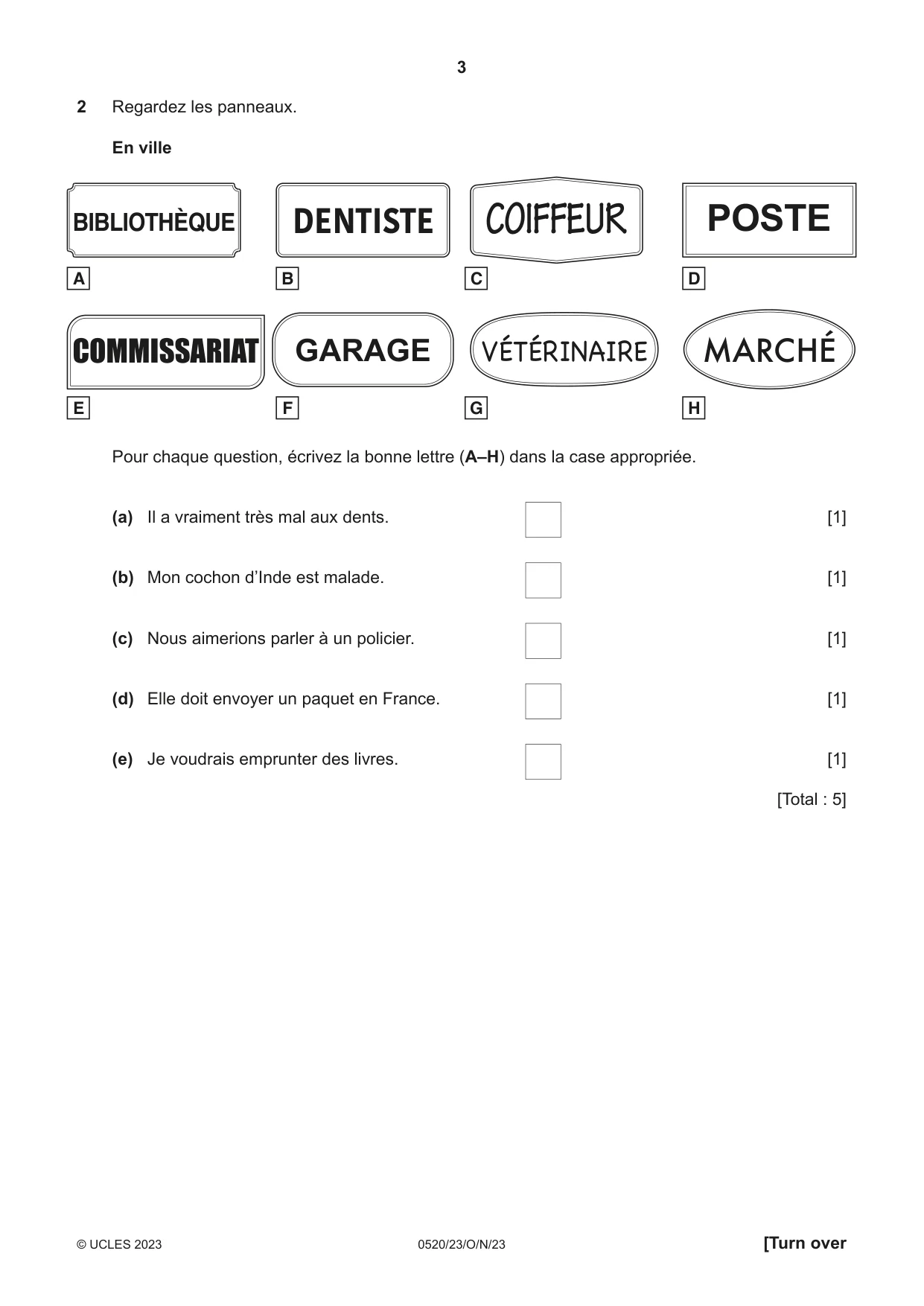 Cambridge IGCSE French - Foreign Language 0520 2023 Oct/Nov Paper 2 · Variant 3 question paper, page 3 of 12