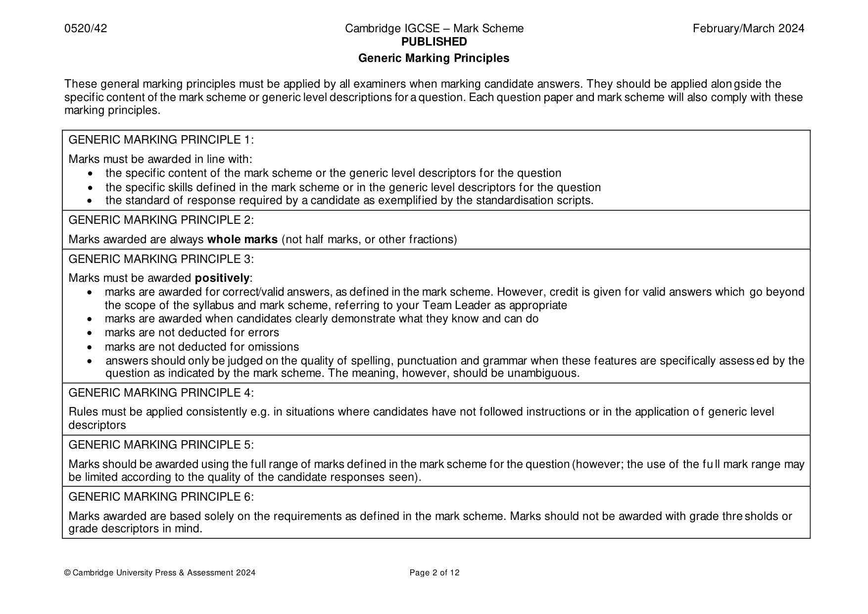 Mark scheme, page 2 of 12