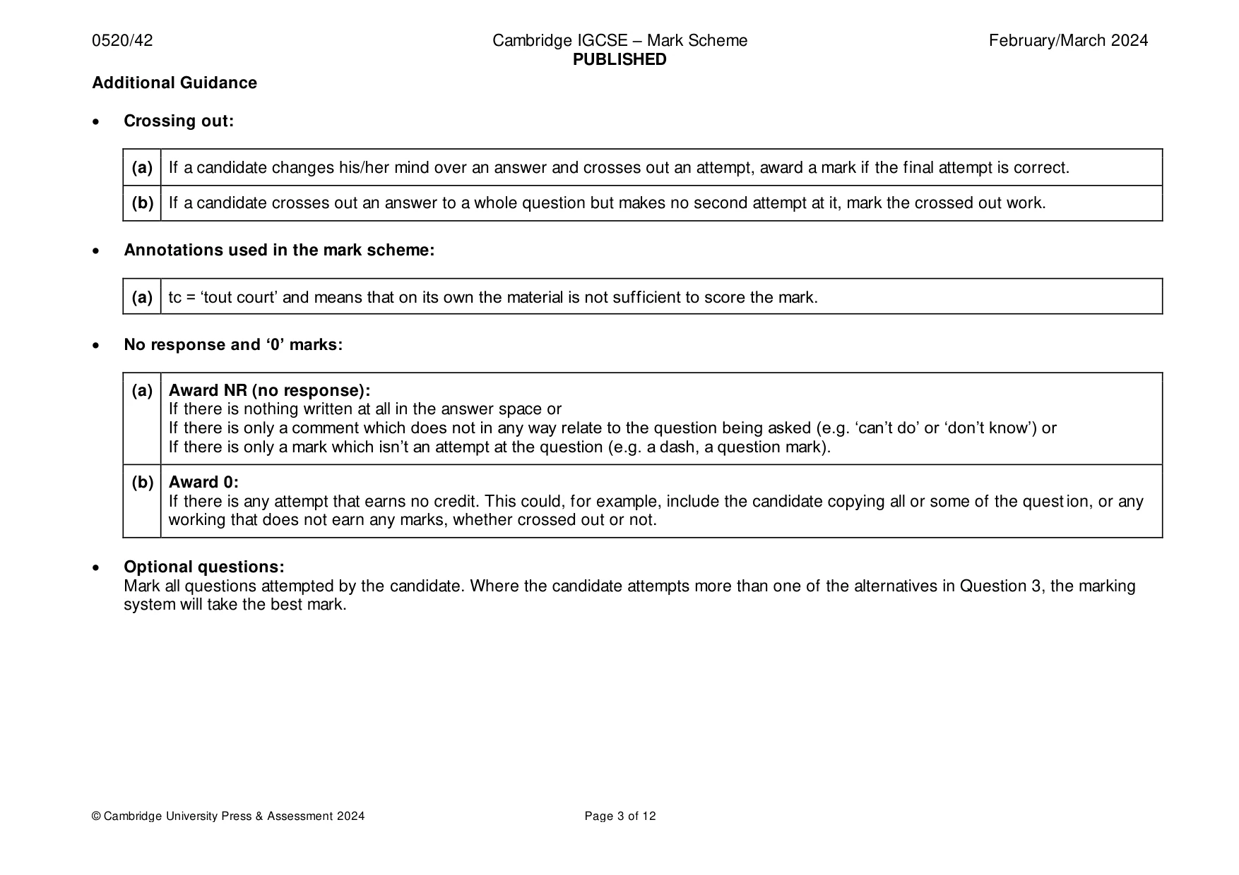 Mark scheme, page 3 of 12