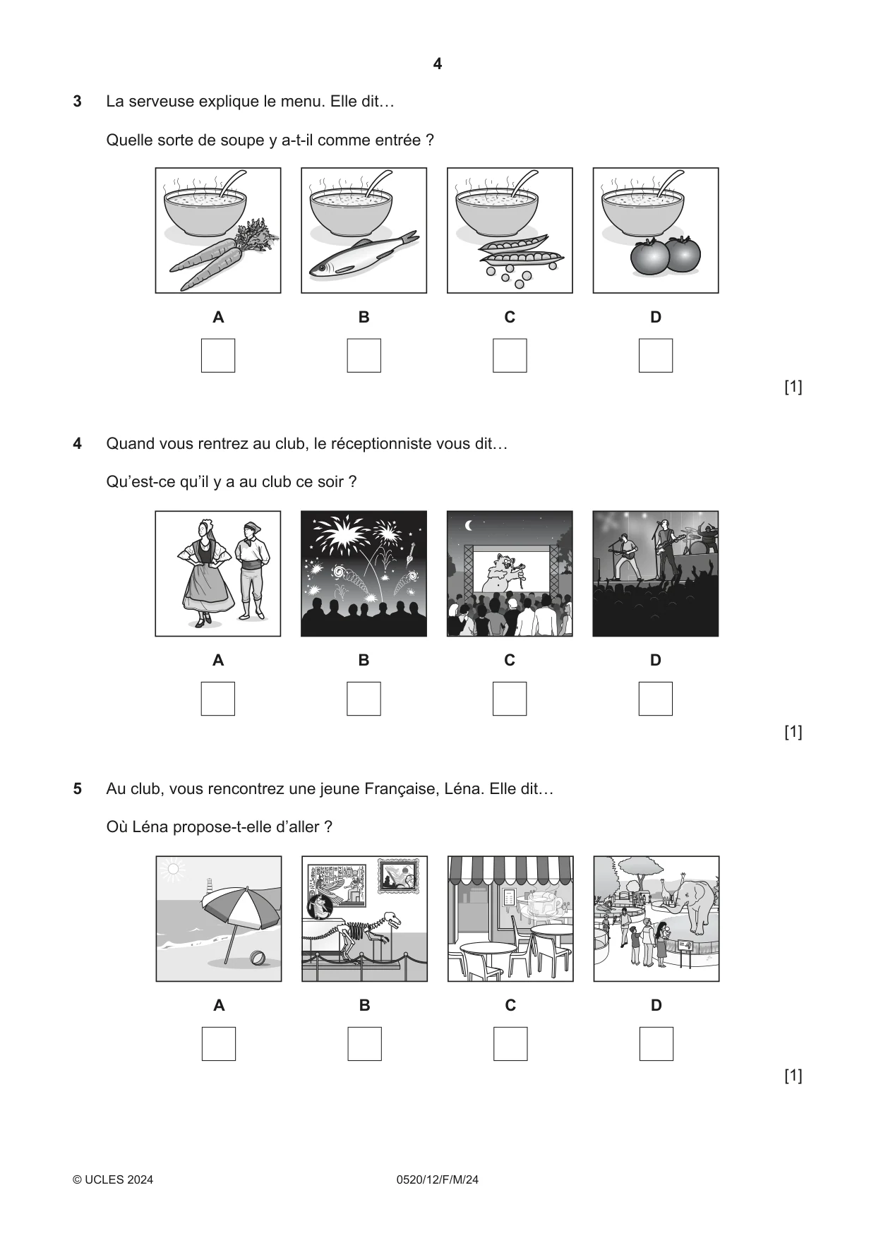 Cambridge IGCSE French - Foreign Language 0520 2024 Feb/March Paper 1 · Variant 2 question paper, page 4 of 16