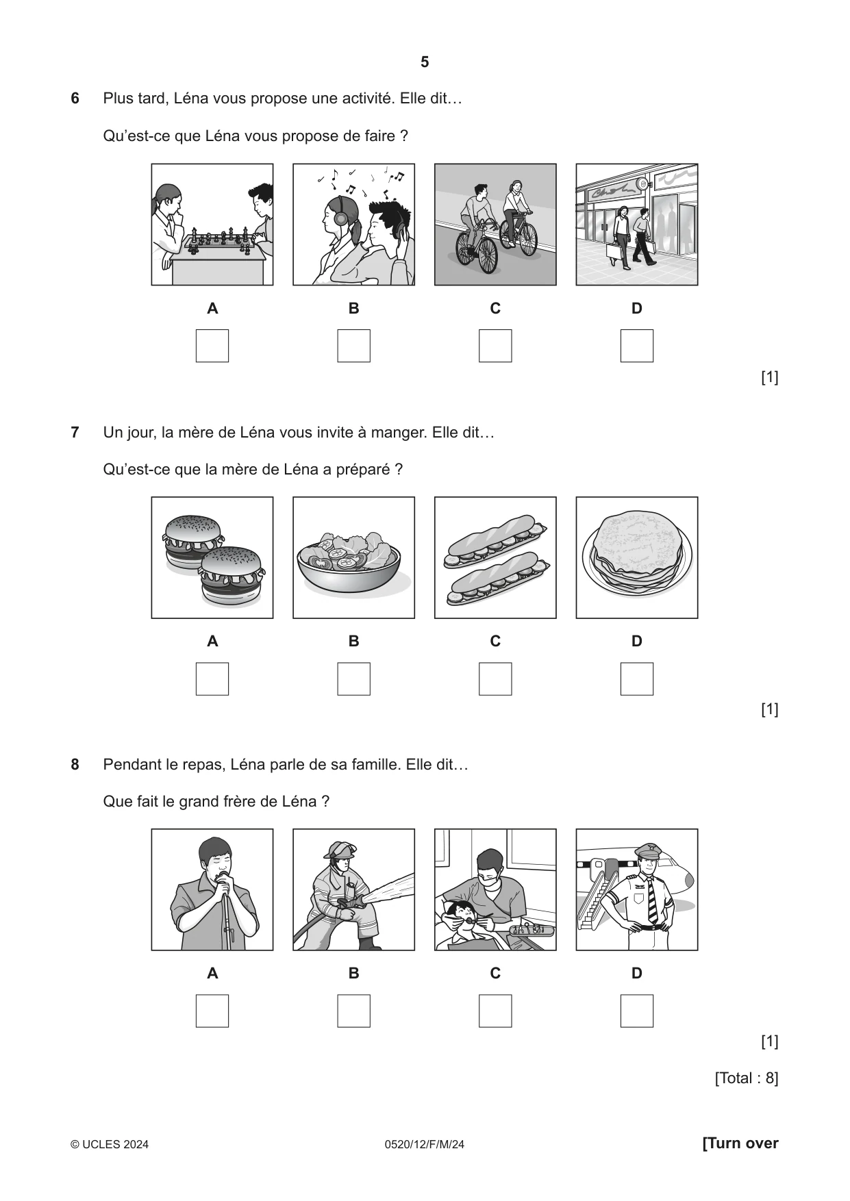 Cambridge IGCSE French - Foreign Language 0520 2024 Feb/March Paper 1 · Variant 2 question paper, page 5 of 16