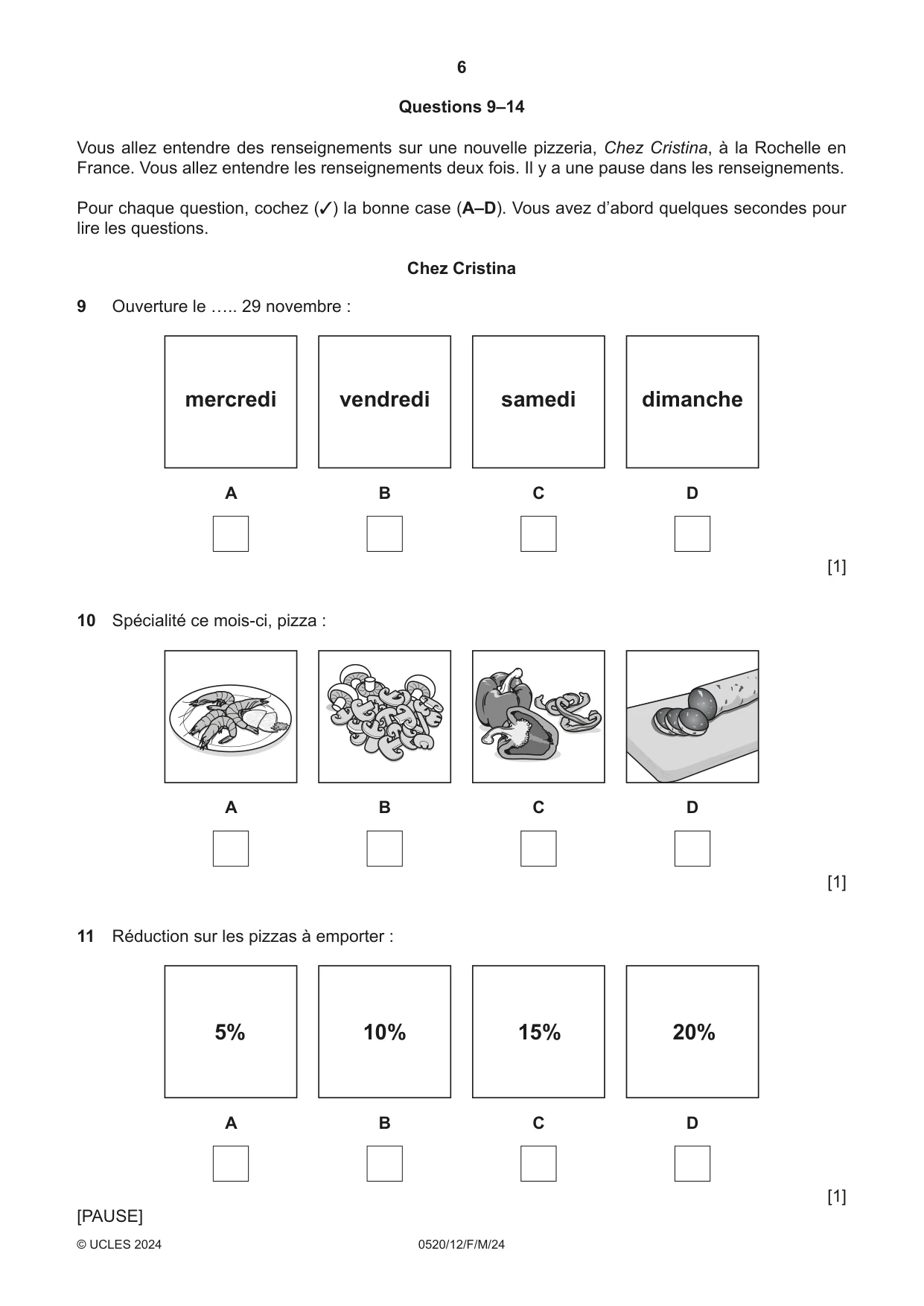 Cambridge IGCSE French - Foreign Language 0520 2024 Feb/March Paper 1 · Variant 2 question paper, page 6 of 16