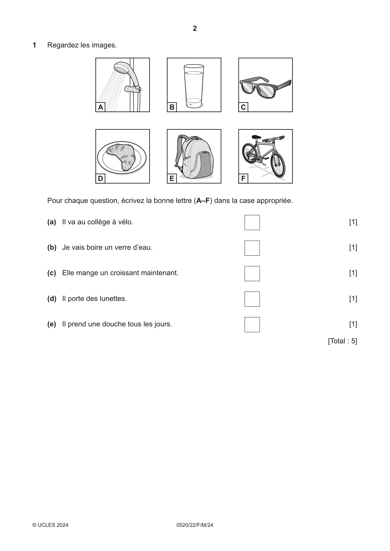 Cambridge IGCSE French - Foreign Language 0520 2024 Feb/March Paper 2 · Variant 2 question paper, page 2 of 12