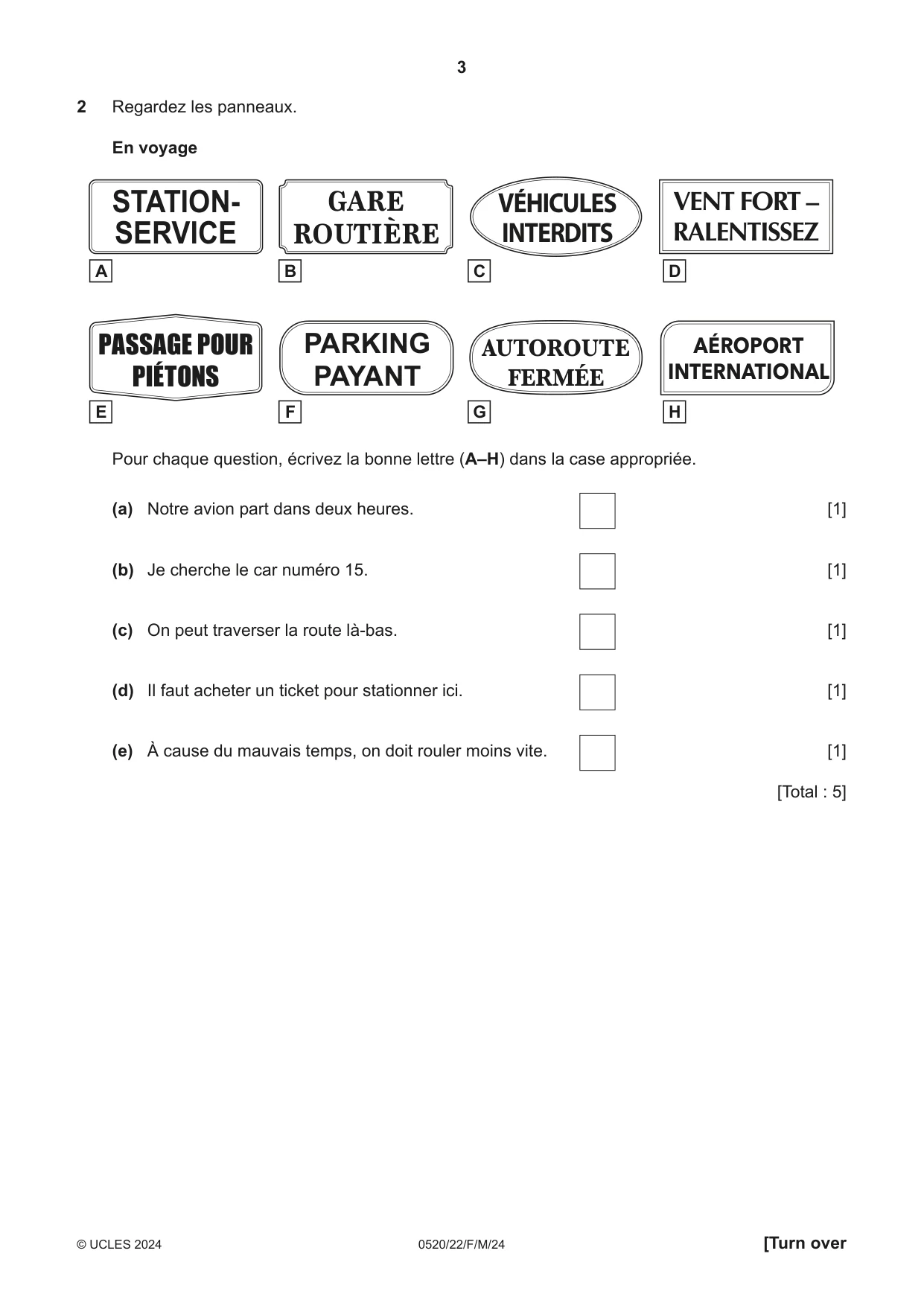 Cambridge IGCSE French - Foreign Language 0520 2024 Feb/March Paper 2 · Variant 2 question paper, page 3 of 12