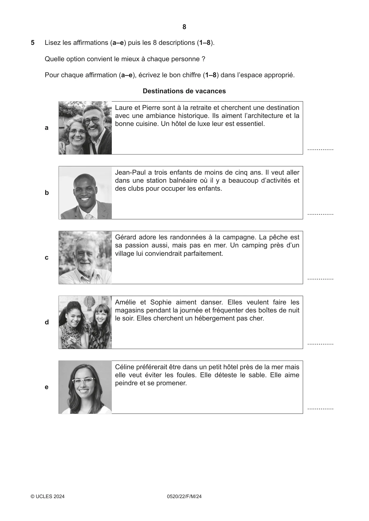 Cambridge IGCSE French - Foreign Language 0520 2024 Feb/March Paper 2 · Variant 2 question paper, page 8 of 12