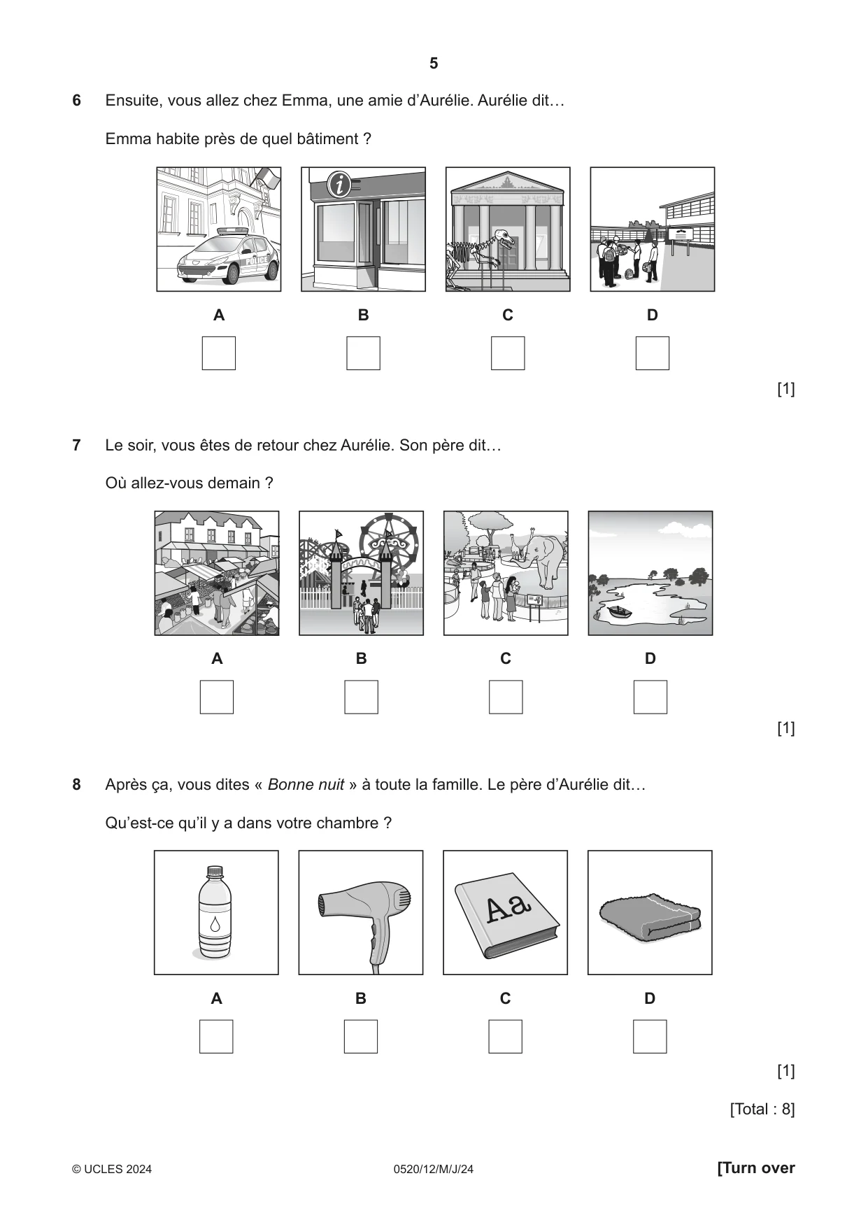 Cambridge IGCSE French - Foreign Language 0520 2024 May/June Paper 1 · Variant 2 question paper, page 5 of 16