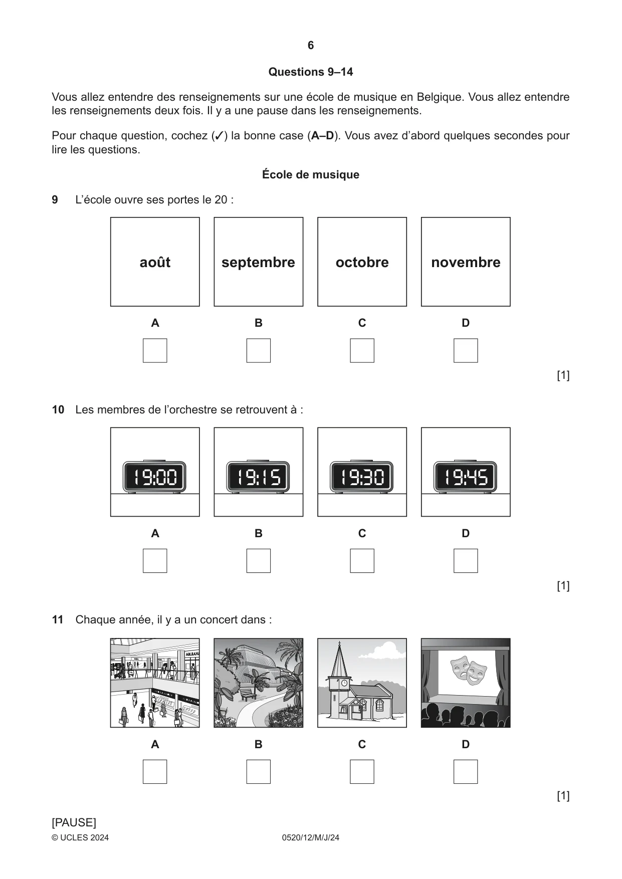 Cambridge IGCSE French - Foreign Language 0520 2024 May/June Paper 1 · Variant 2 question paper, page 6 of 16