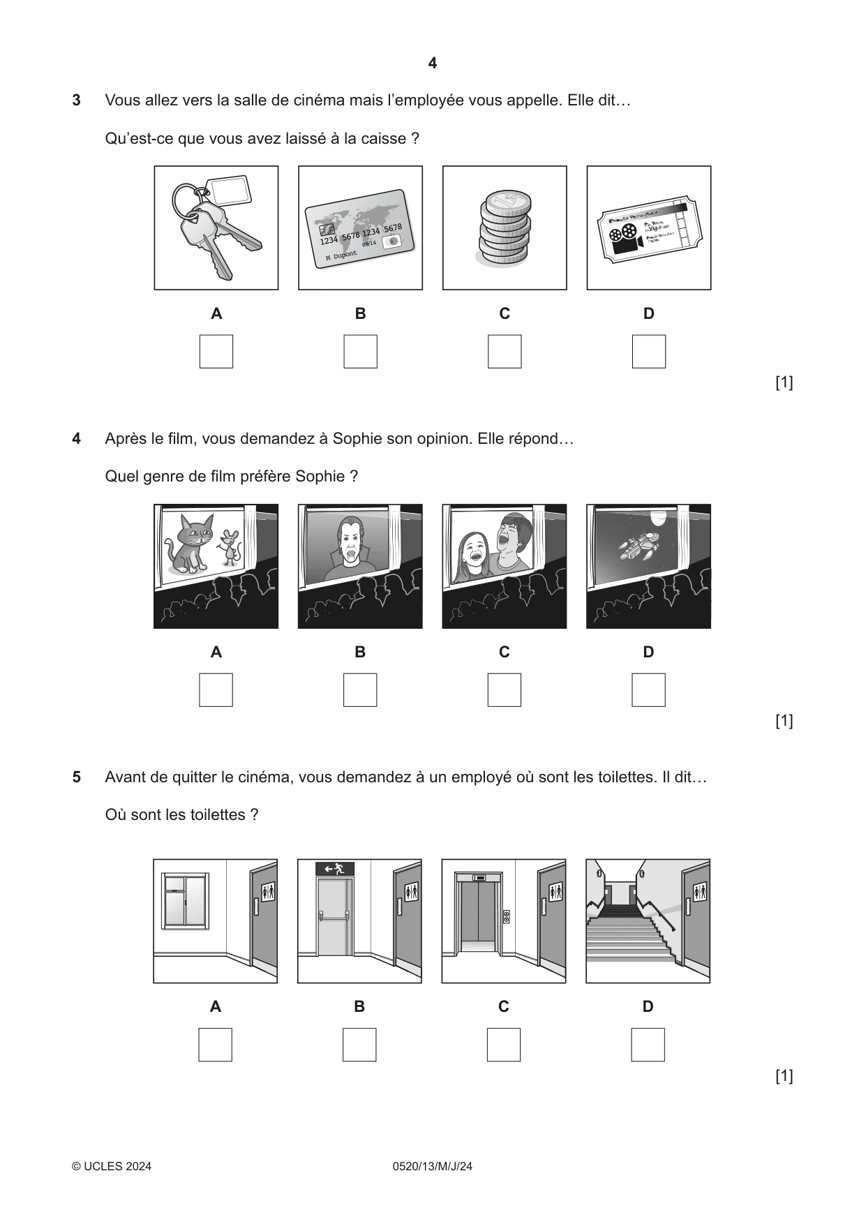 Cambridge IGCSE French - Foreign Language 0520 2024 May/June Paper 1 · Variant 3 question paper, page 4 of 16