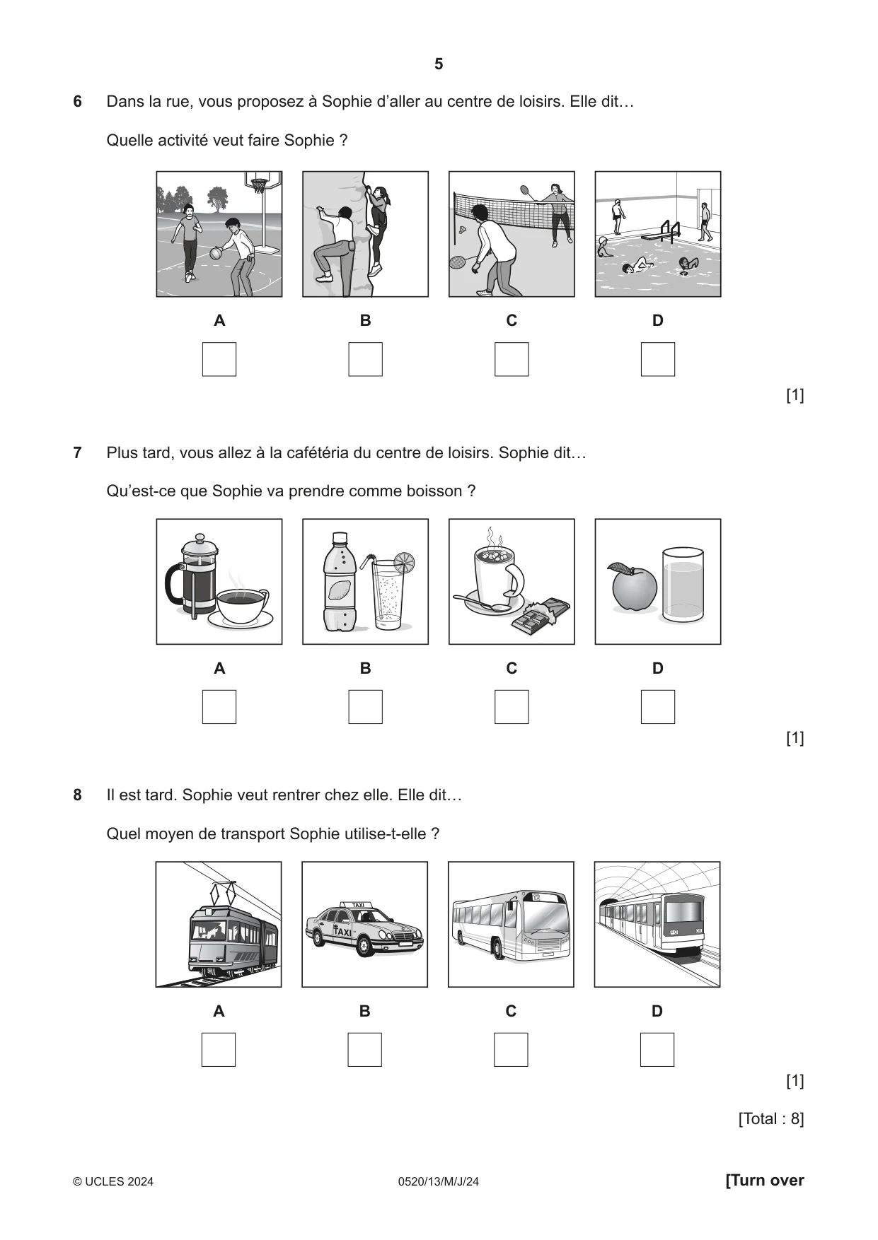 Cambridge IGCSE French - Foreign Language 0520 2024 May/June Paper 1 · Variant 3 question paper, page 5 of 16