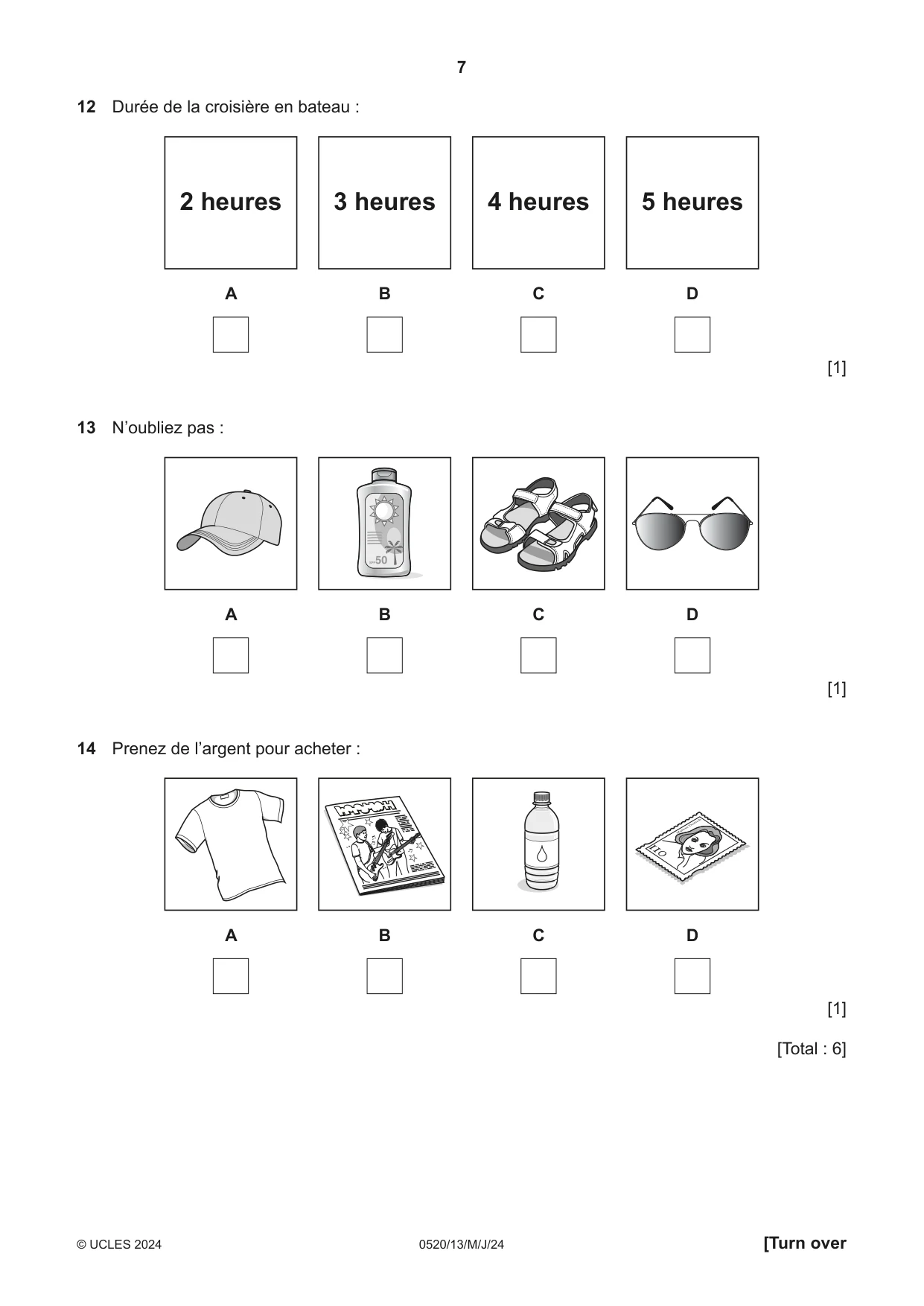 Cambridge IGCSE French - Foreign Language 0520 2024 May/June Paper 1 · Variant 3 question paper, page 7 of 16