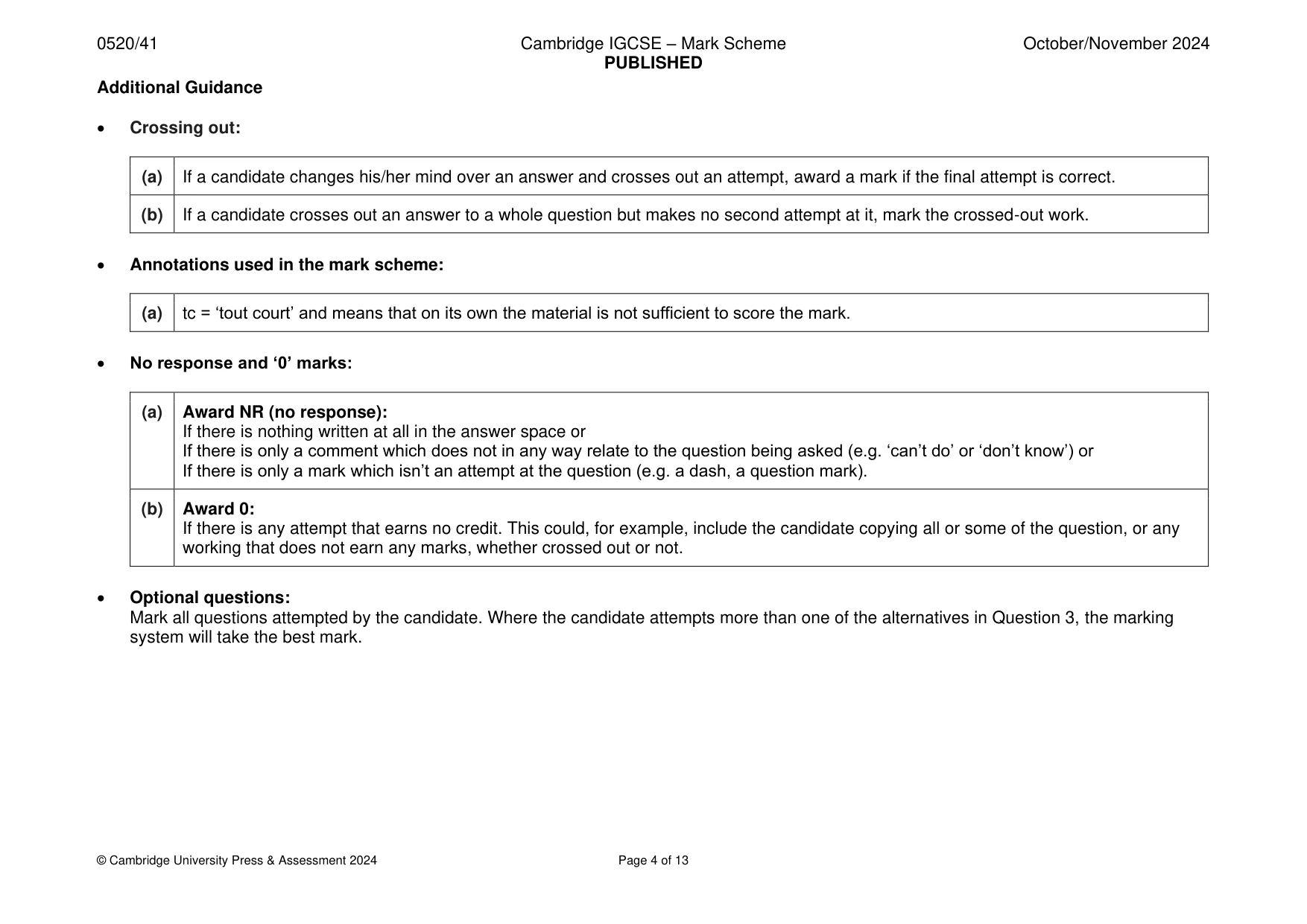 Mark scheme, page 4 of 13