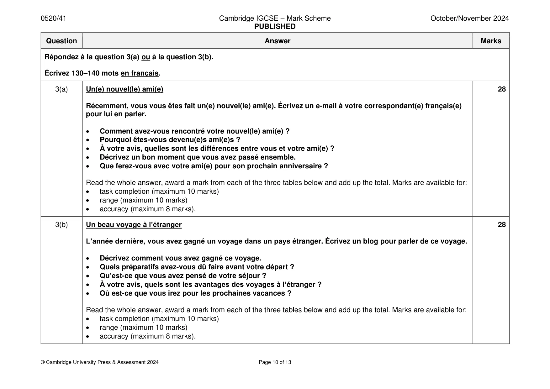 Mark scheme, page 10 of 13