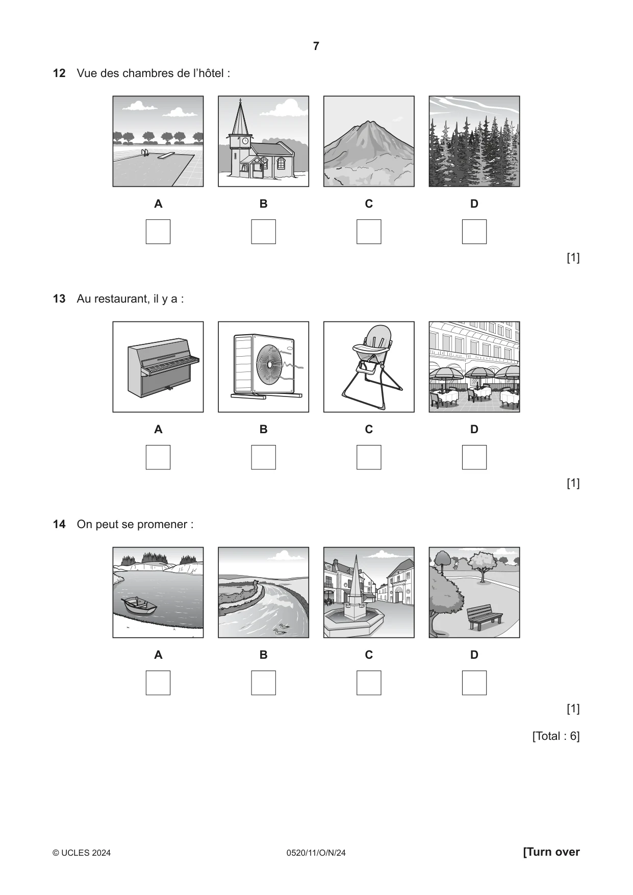 Cambridge IGCSE French - Foreign Language 0520 2024 Oct/Nov Paper 1 · Variant 1 question paper, page 7 of 16