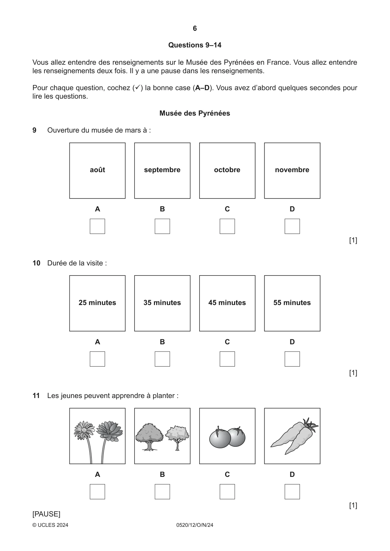 Cambridge IGCSE French - Foreign Language 0520 2024 Oct/Nov Paper 1 · Variant 2 question paper, page 6 of 16