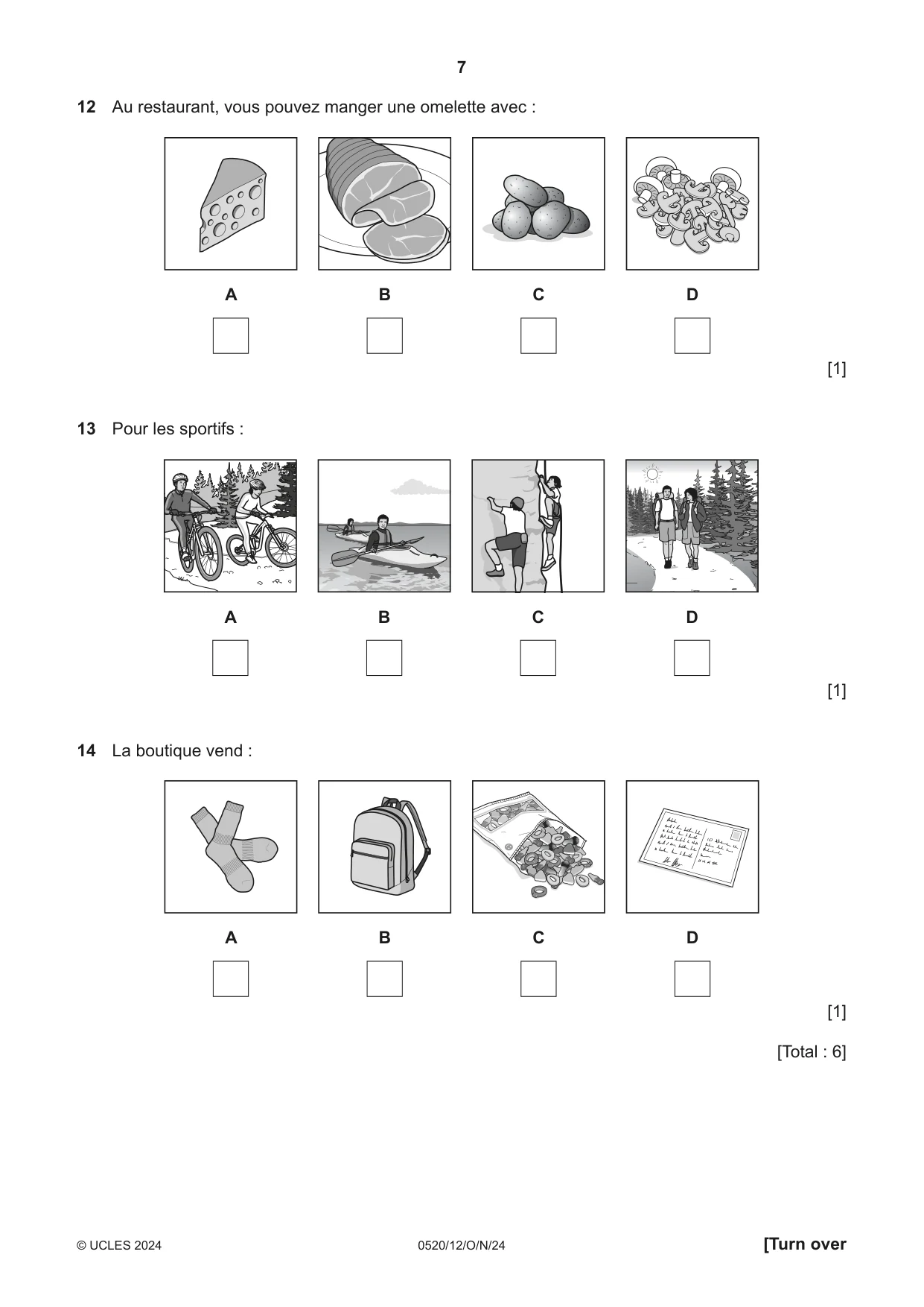 Cambridge IGCSE French - Foreign Language 0520 2024 Oct/Nov Paper 1 · Variant 2 question paper, page 7 of 16