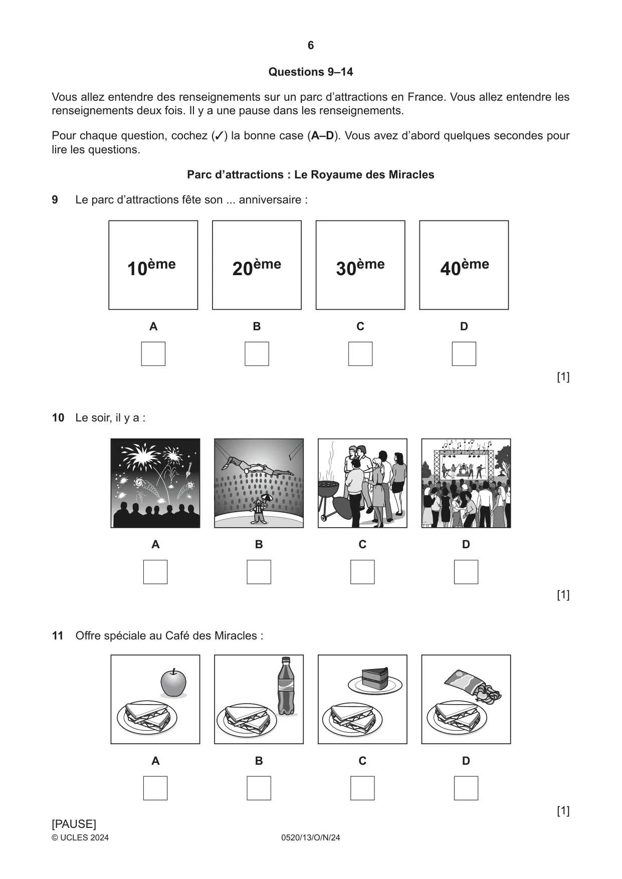 Cambridge IGCSE French - Foreign Language 0520 2024 Oct/Nov Paper 1 · Variant 3 question paper, page 6 of 16
