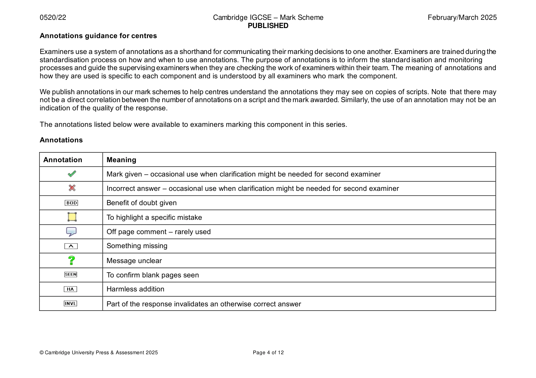 Mark scheme, page 4 of 12