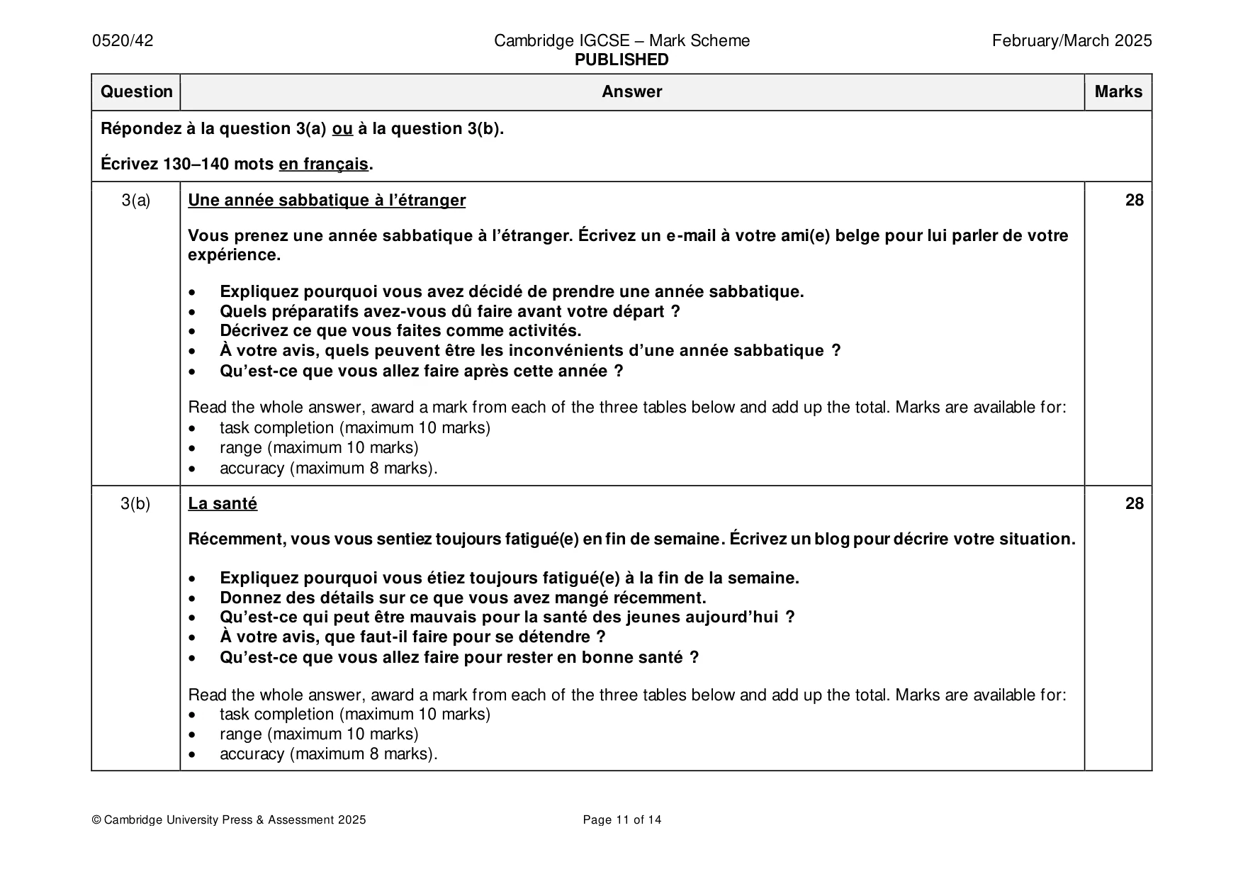 Mark scheme, page 11 of 14