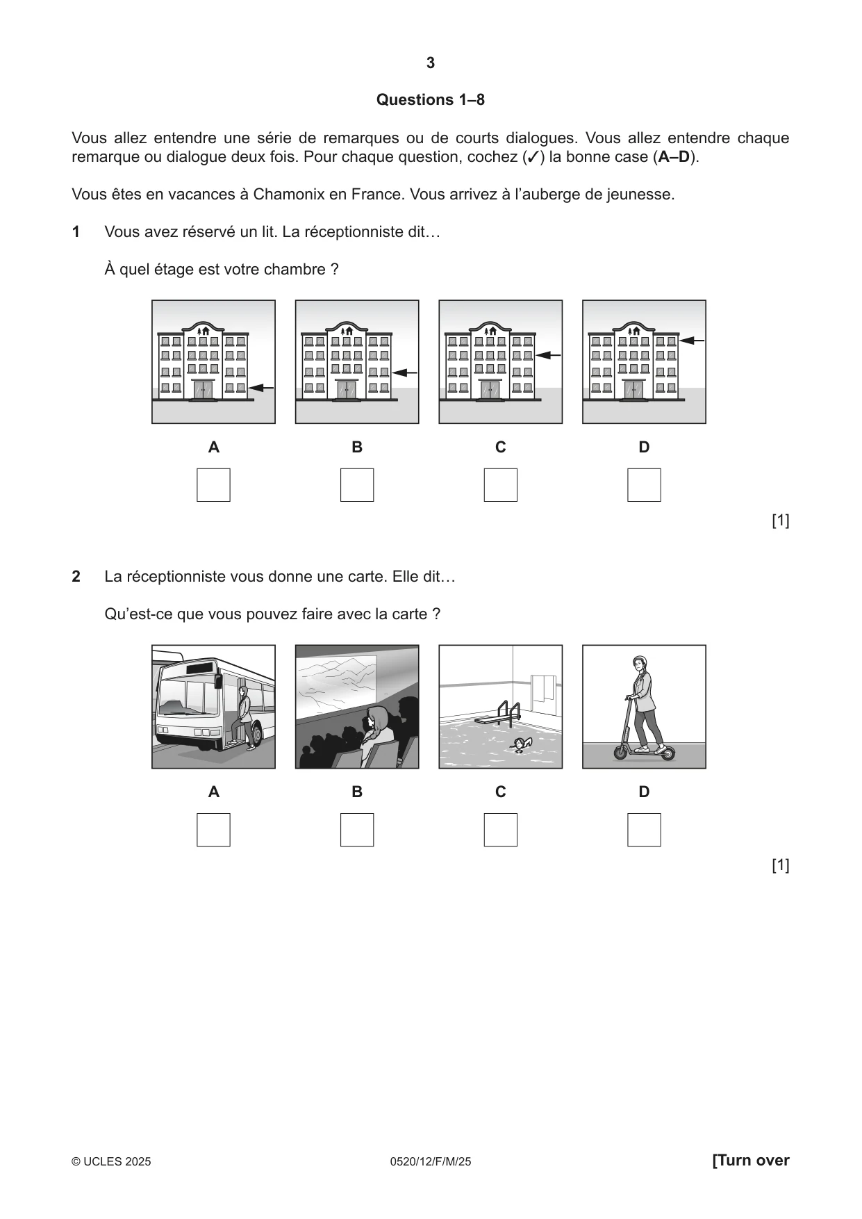 Cambridge IGCSE French - Foreign Language 0520 2025 Feb/March Paper 1 · Variant 2 question paper, page 3 of 16