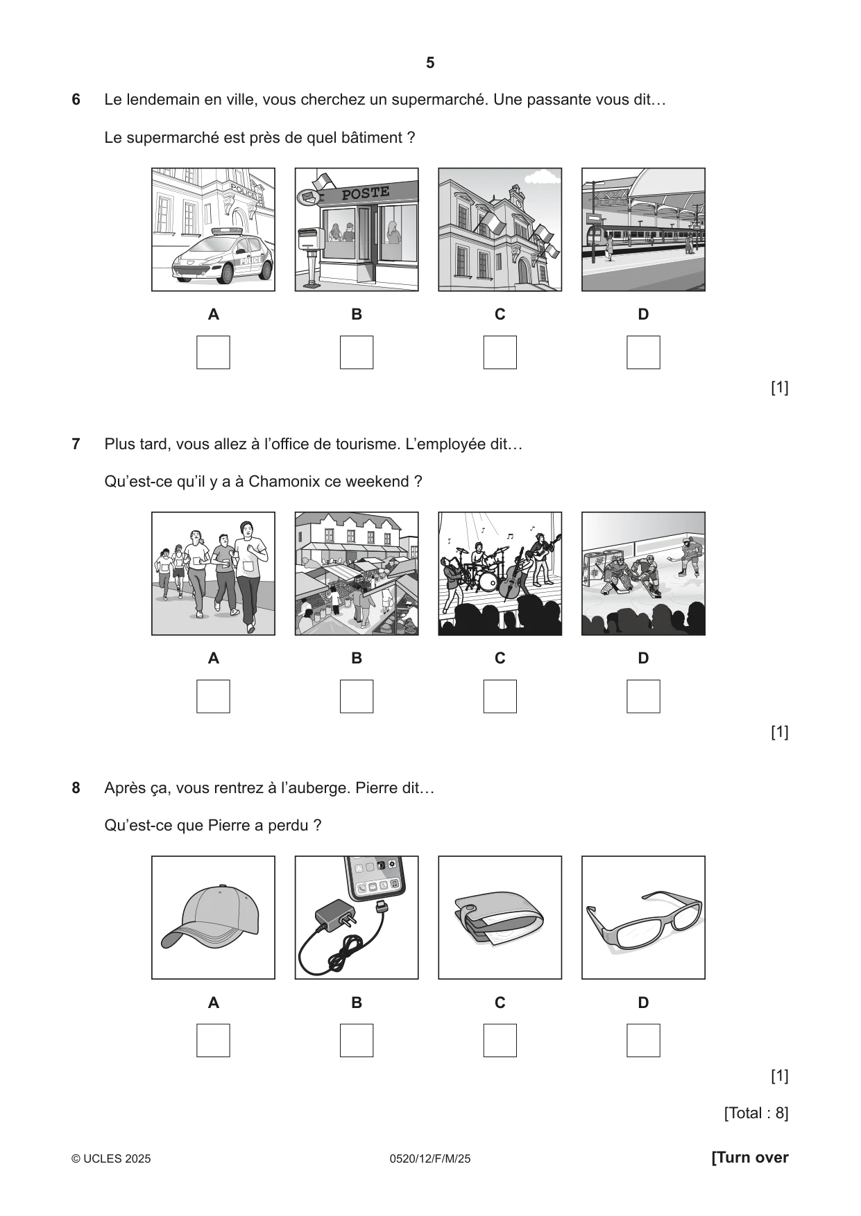 Cambridge IGCSE French - Foreign Language 0520 2025 Feb/March Paper 1 · Variant 2 question paper, page 5 of 16