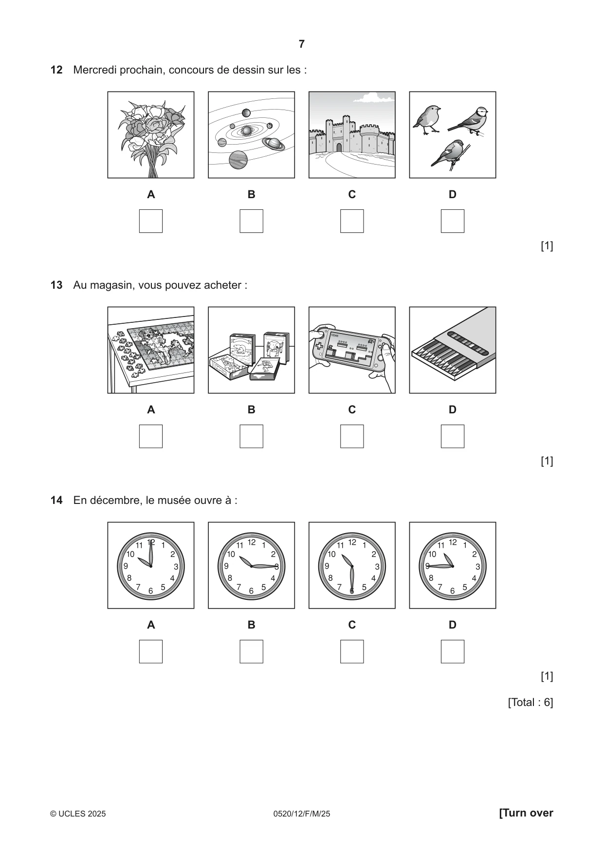 Cambridge IGCSE French - Foreign Language 0520 2025 Feb/March Paper 1 · Variant 2 question paper, page 7 of 16