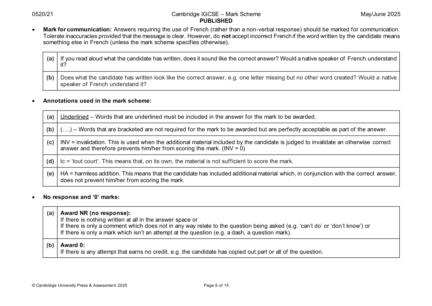Mark scheme, page 6 of 15