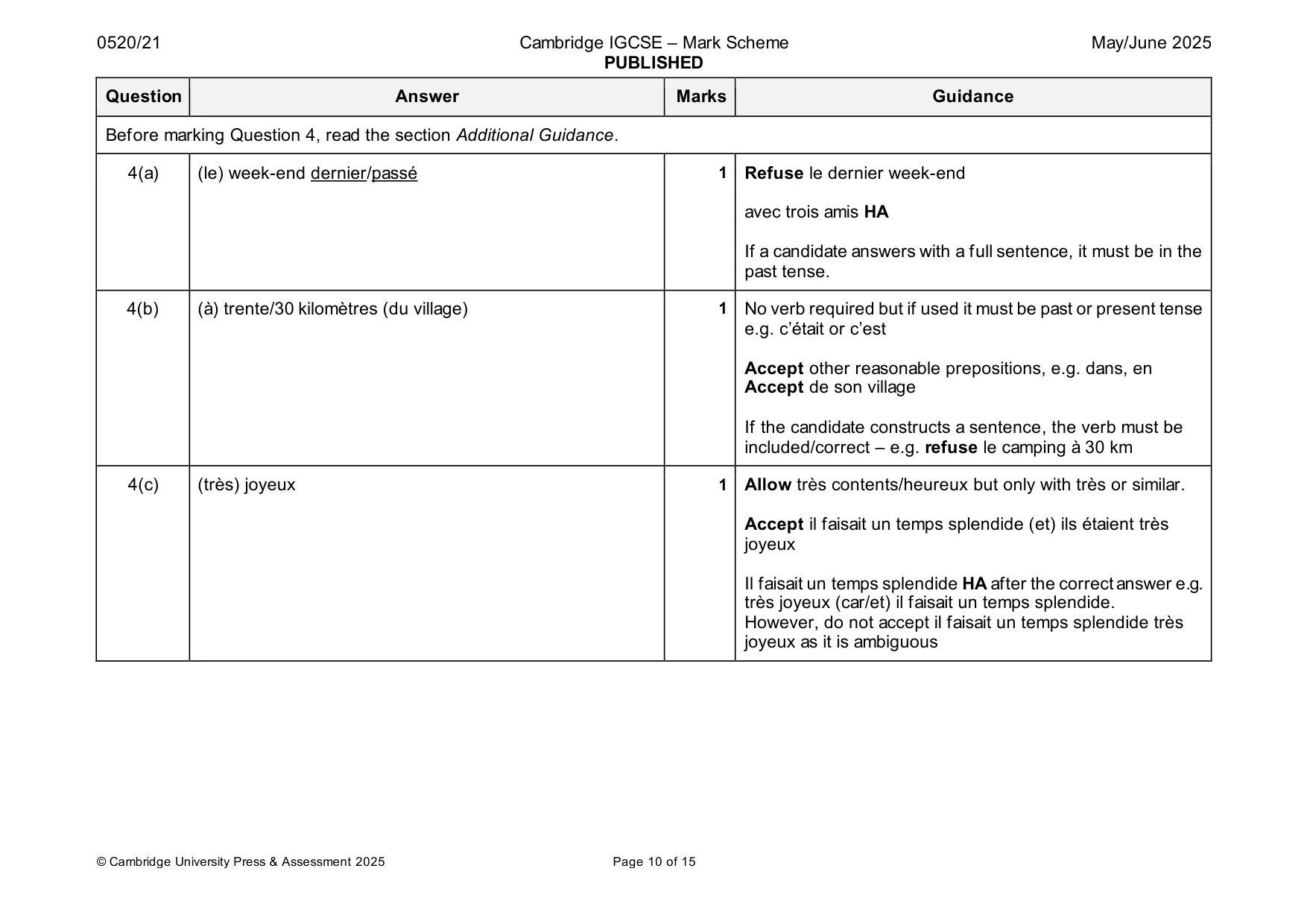 Mark scheme, page 10 of 15