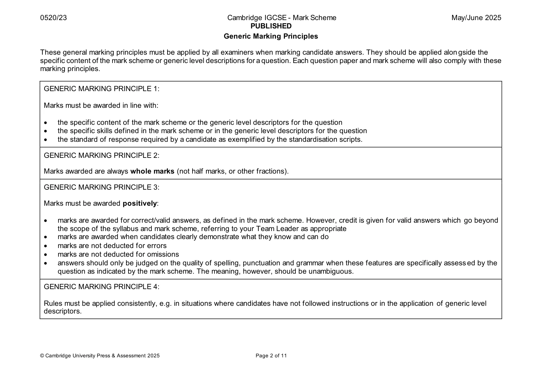 Mark scheme, page 2 of 11