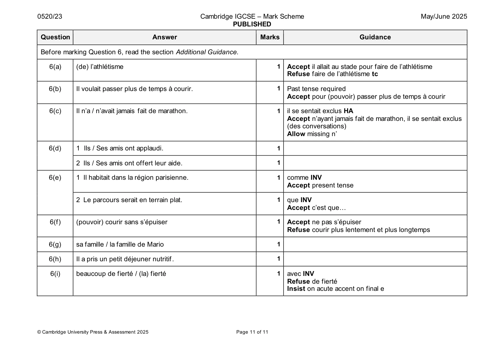 Mark scheme, page 11 of 11