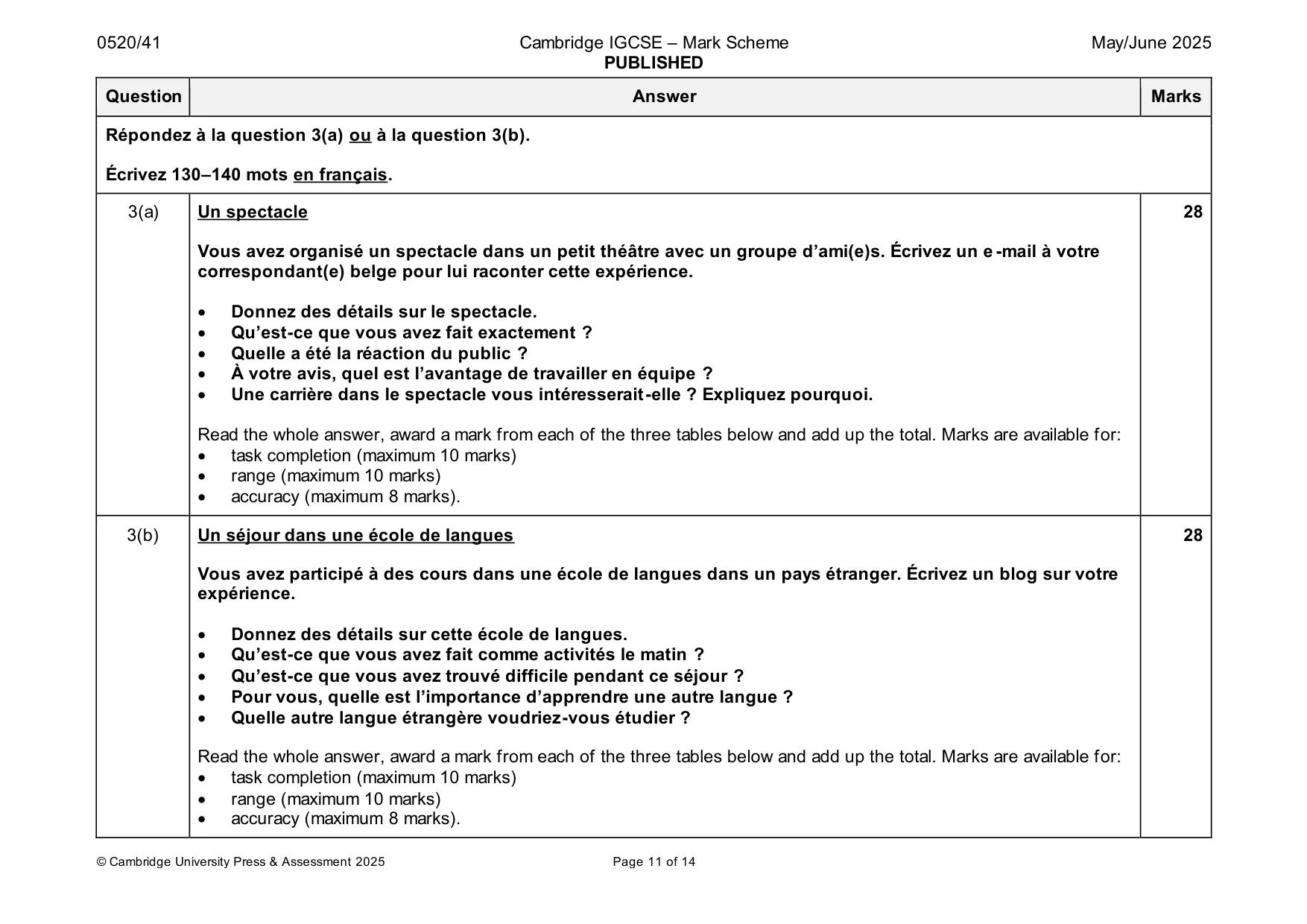 Mark scheme, page 11 of 14
