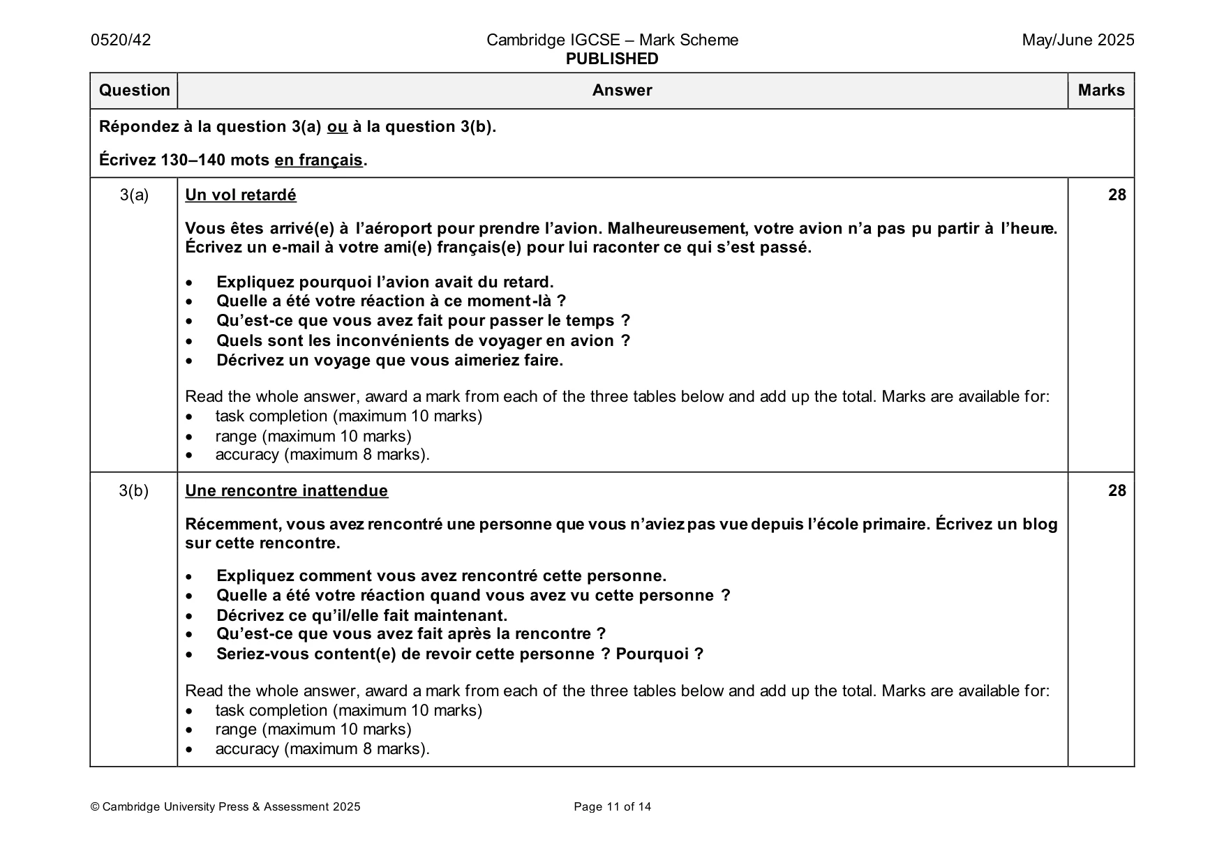Mark scheme, page 11 of 14