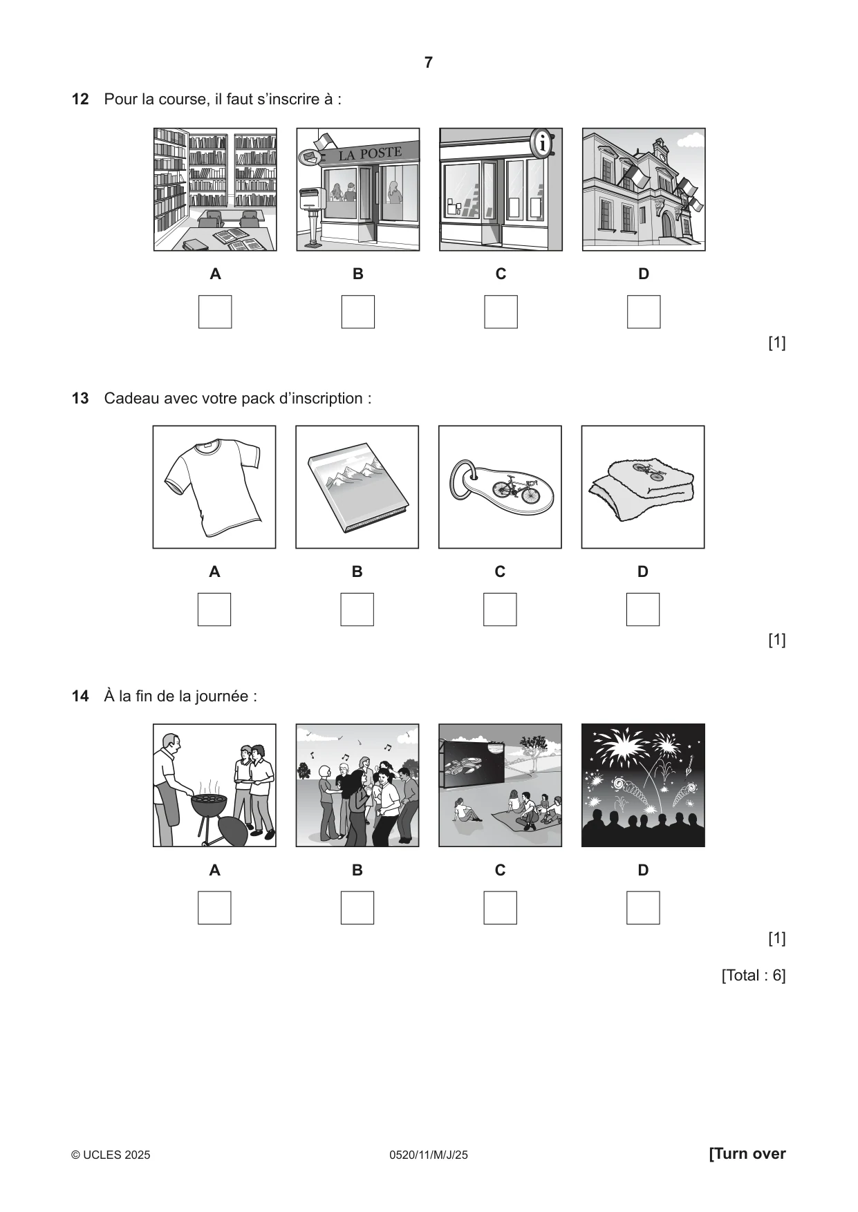 Cambridge IGCSE French - Foreign Language 0520 2025 May/June Paper 1 · Variant 1 question paper, page 7 of 16