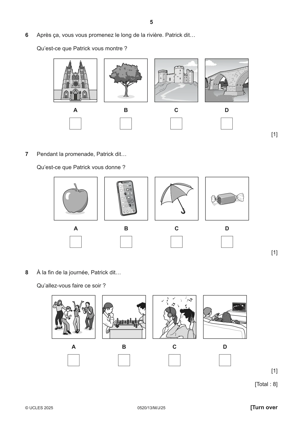 Cambridge IGCSE French - Foreign Language 0520 2025 May/June Paper 1 · Variant 3 question paper, page 5 of 16
